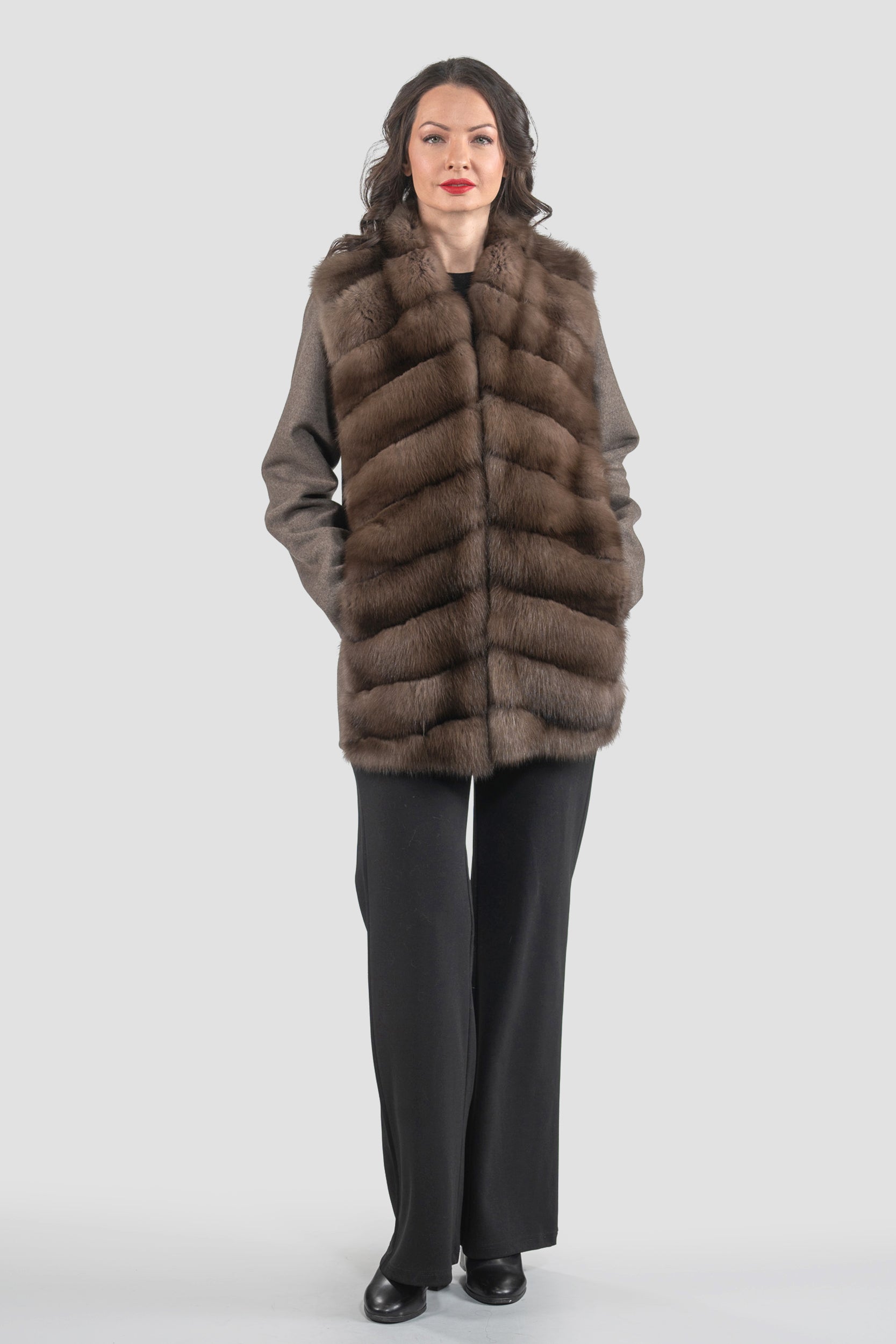 Brown Grey Cashmere Jacket with Baumarten Trim 17c8003