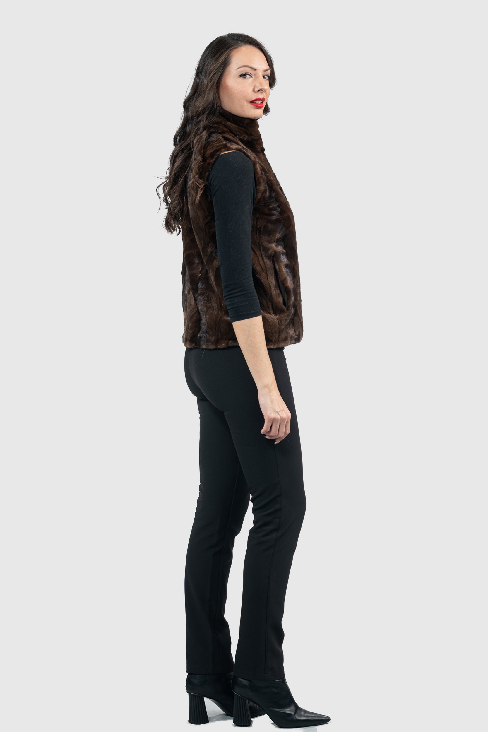 Demi-Brown Mink Pieced Vest 20C21