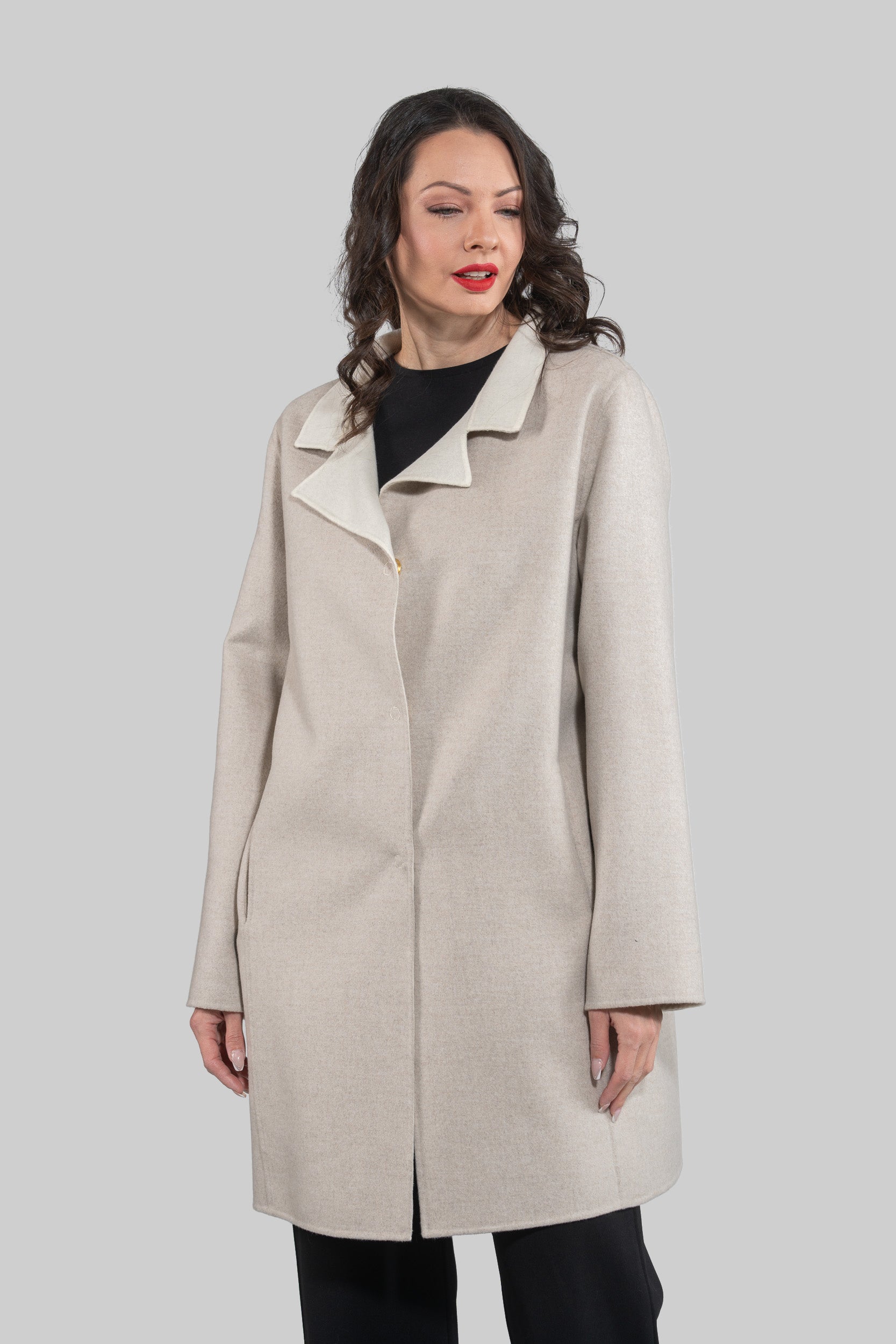 White Ecru Cashmere Half Coat