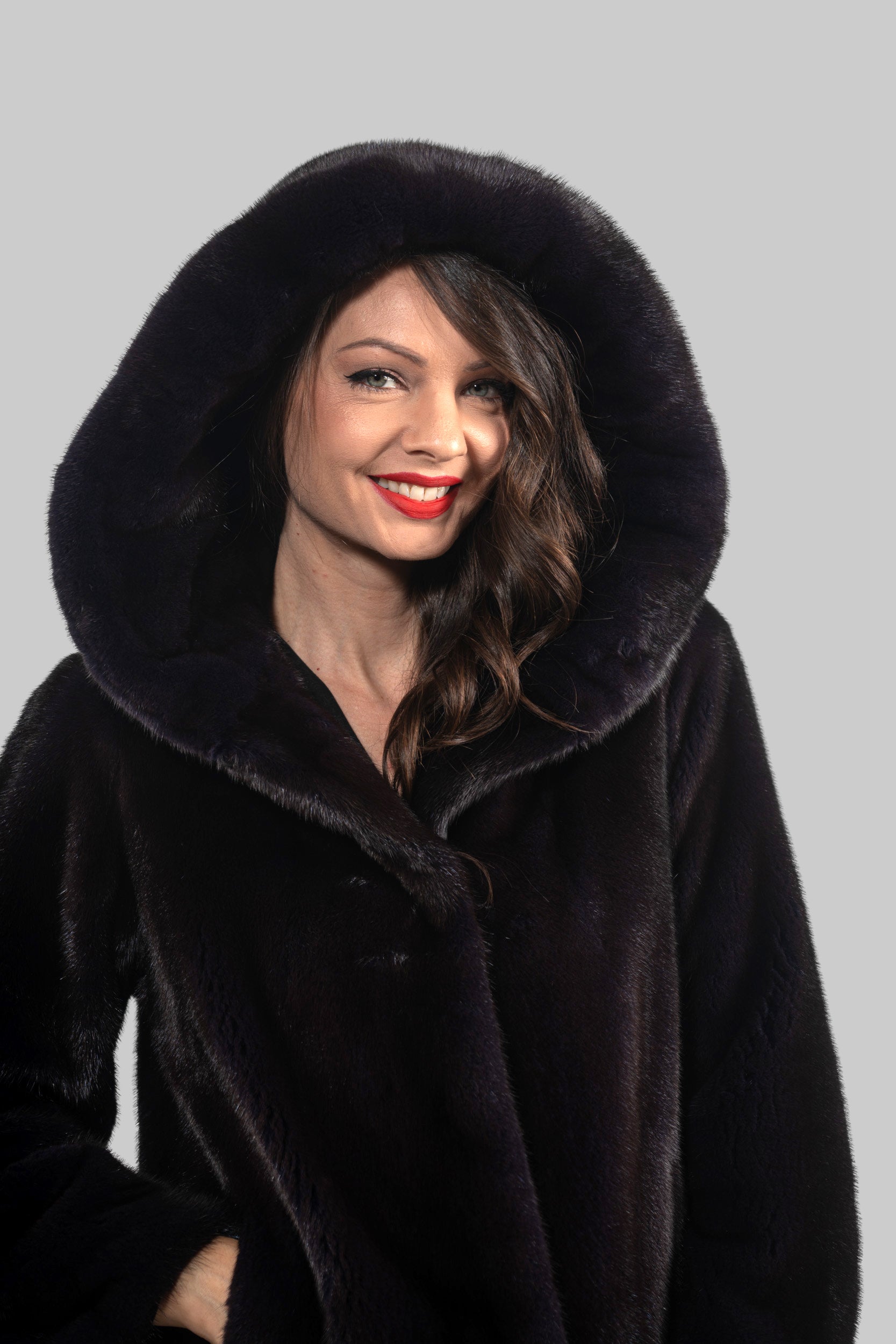 Purple Mink Jacket with Attached Hood L/O13C543H