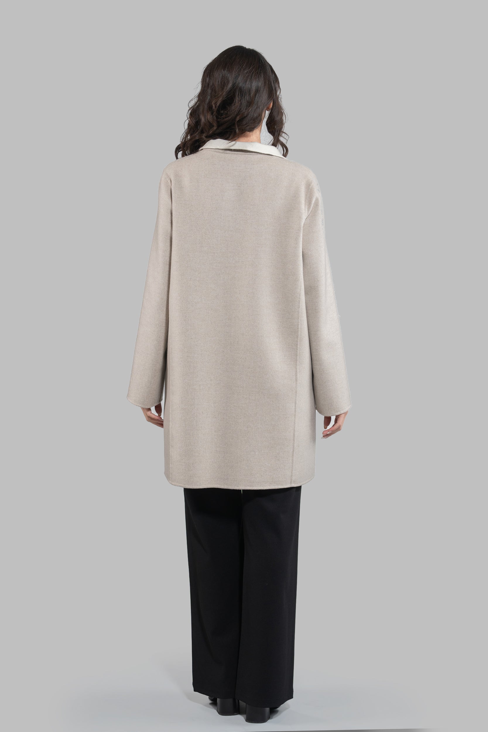 White Ecru Cashmere Half Coat