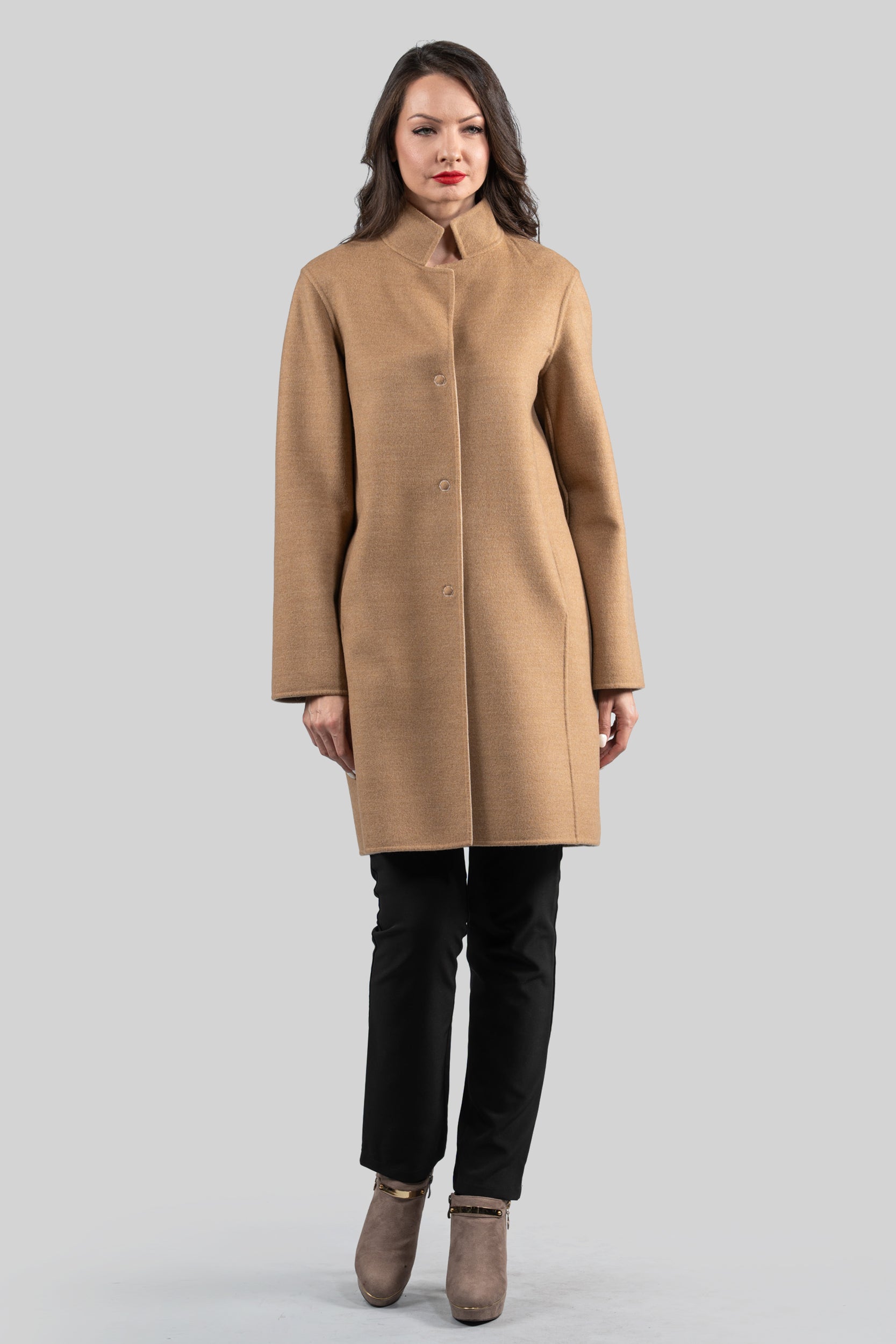 Beige Cashmere Half Coat 17C8003