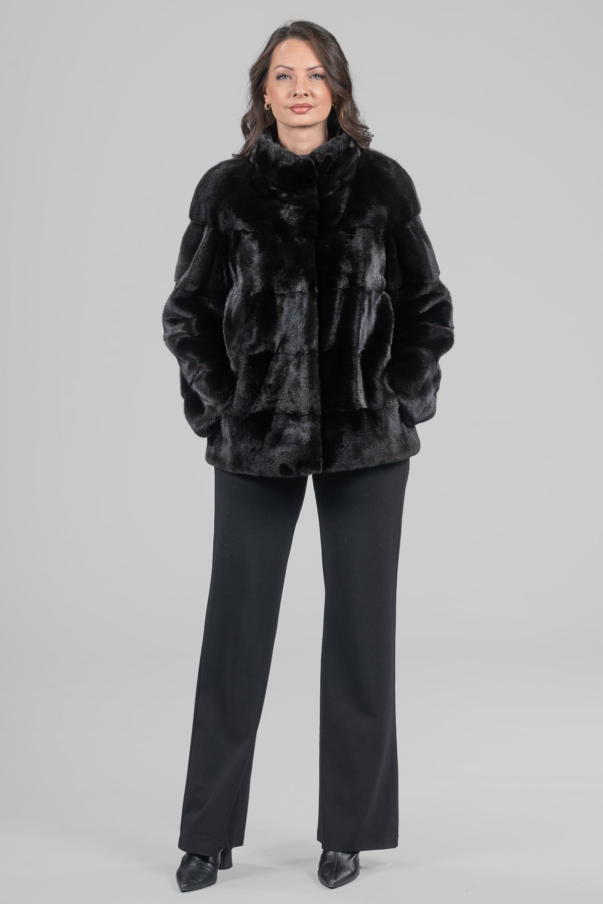 Black Mink Tiered Jacket P/K13C528