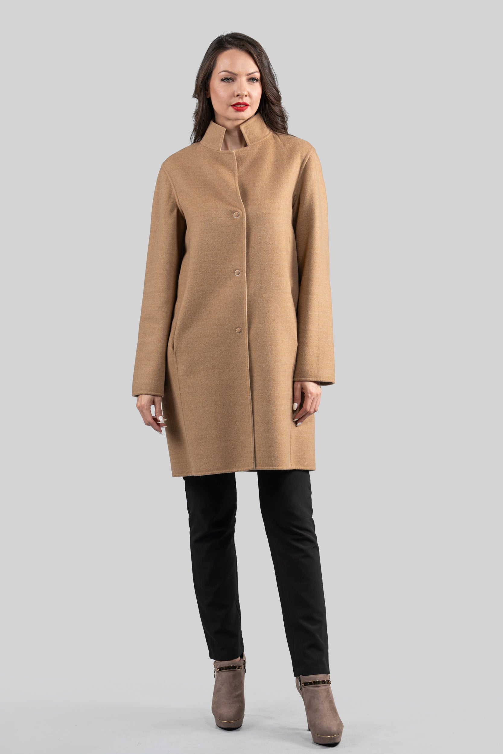 Beige Cashmere Half Coat 17C8003