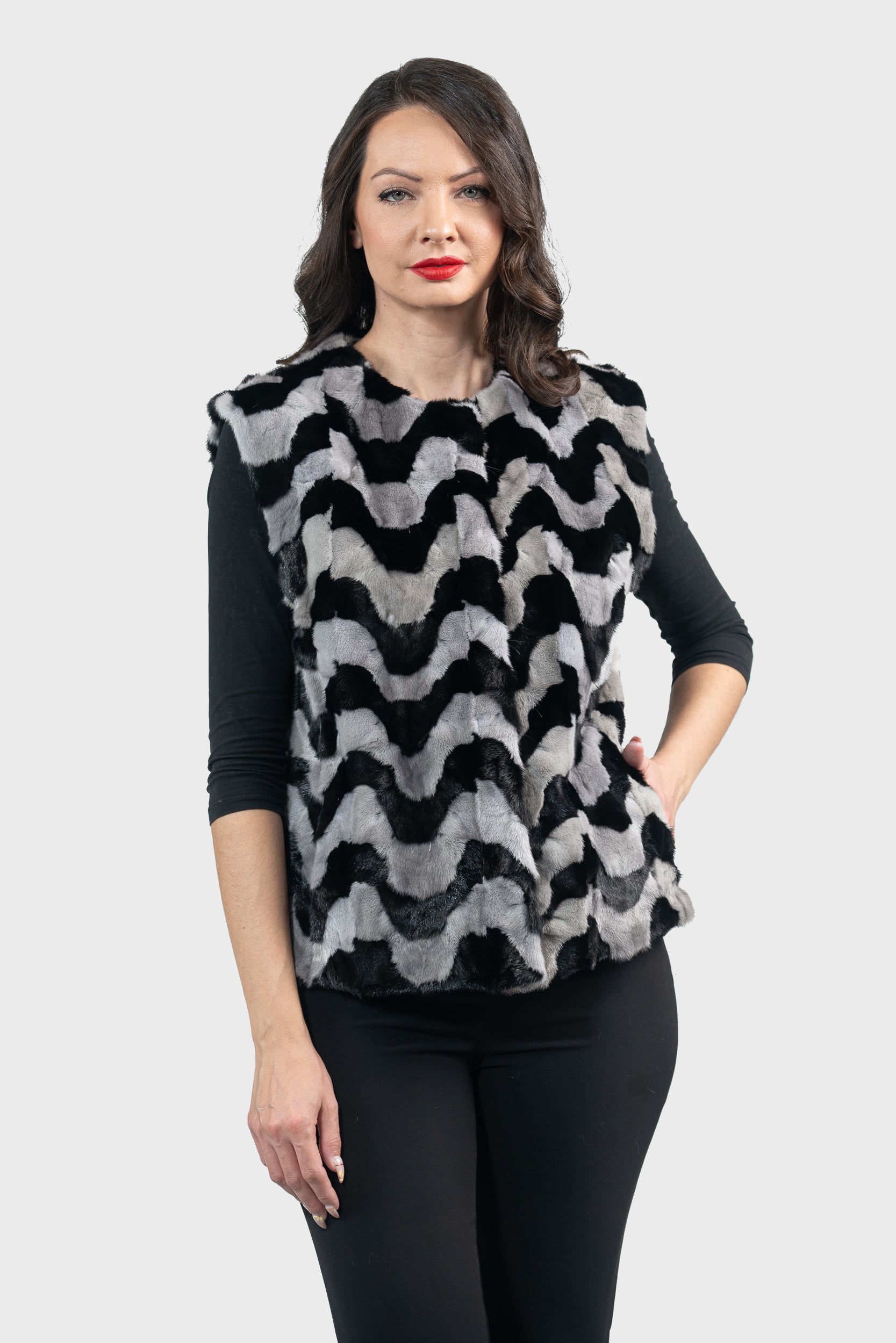 Multicolor Mink Pieced Vest 13C519