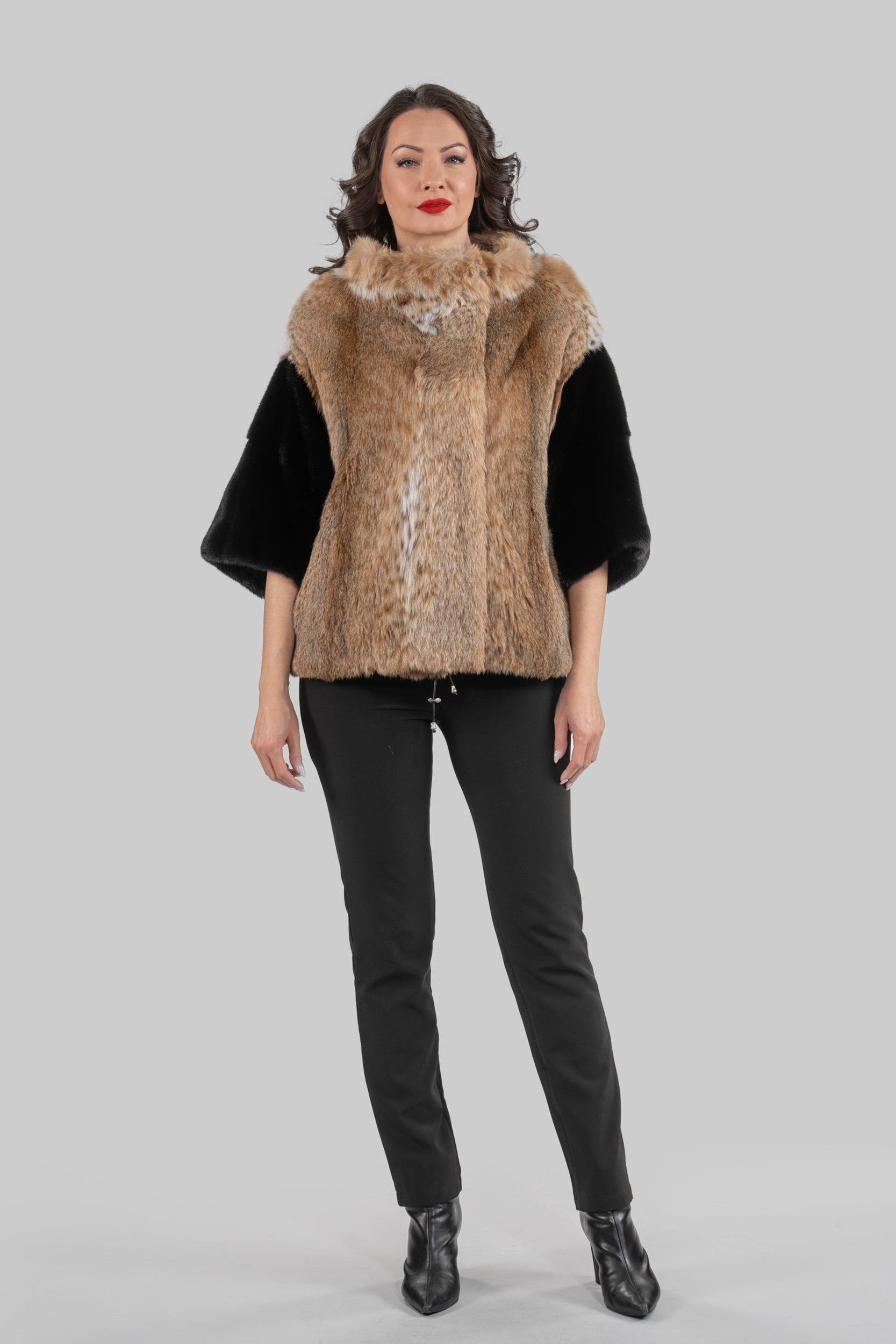 Bobcat Jacket with Mink Trim L/O13C139