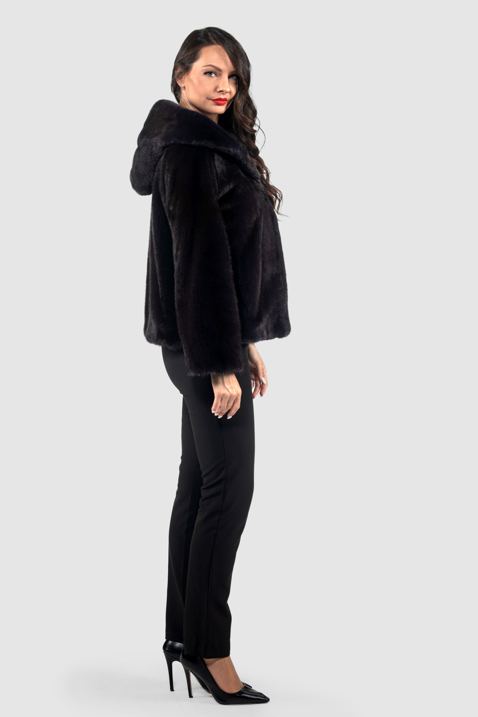 Purple Mink Jacket with Attached Hood L/O13C543H