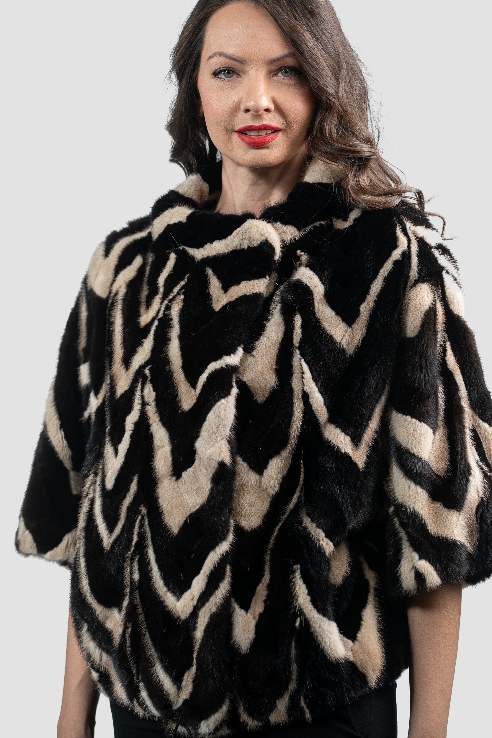 Multicolor Mink Pieced Jacket Color 13C139