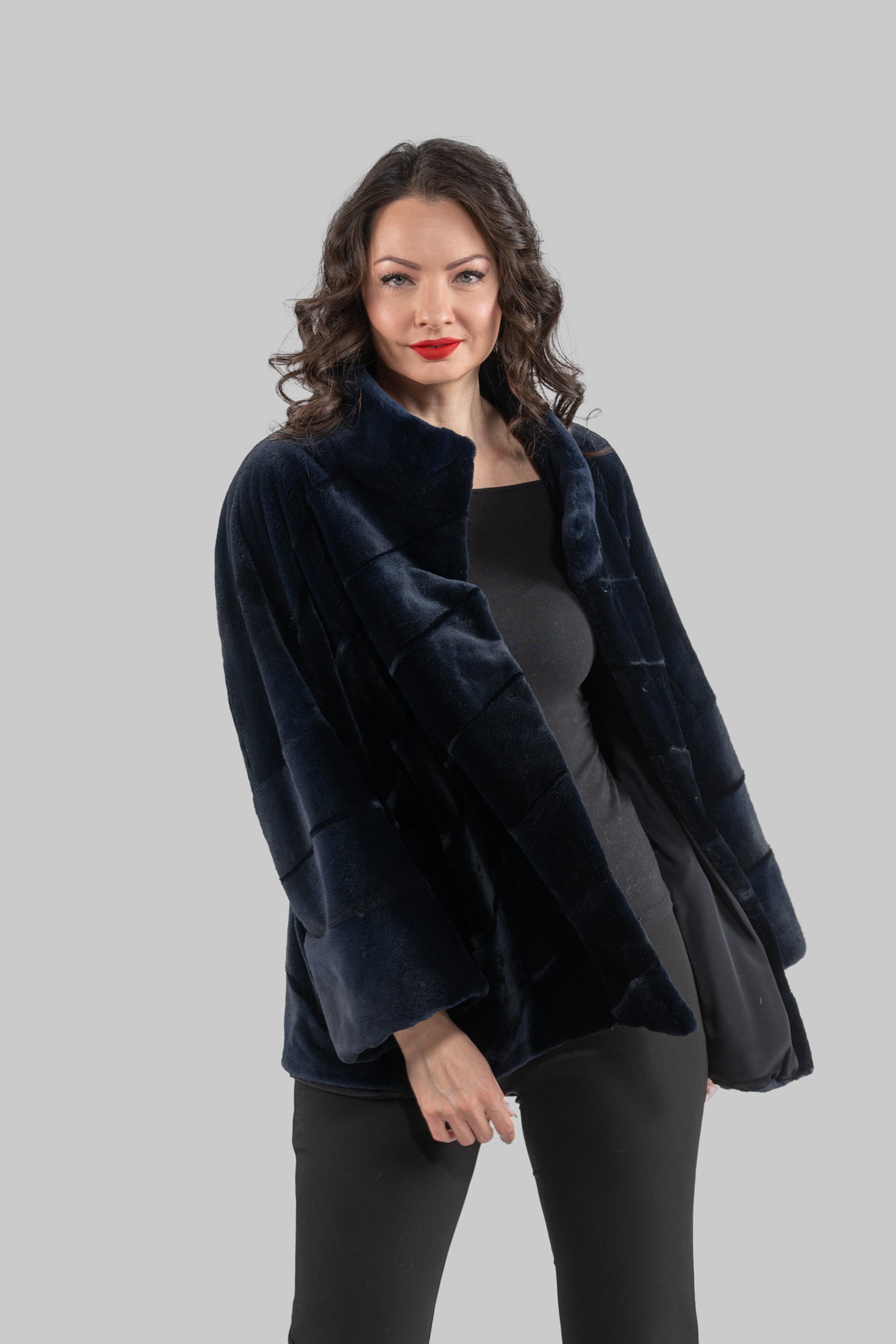 Blue Black Mink Sheared Jacket A/K13C848
