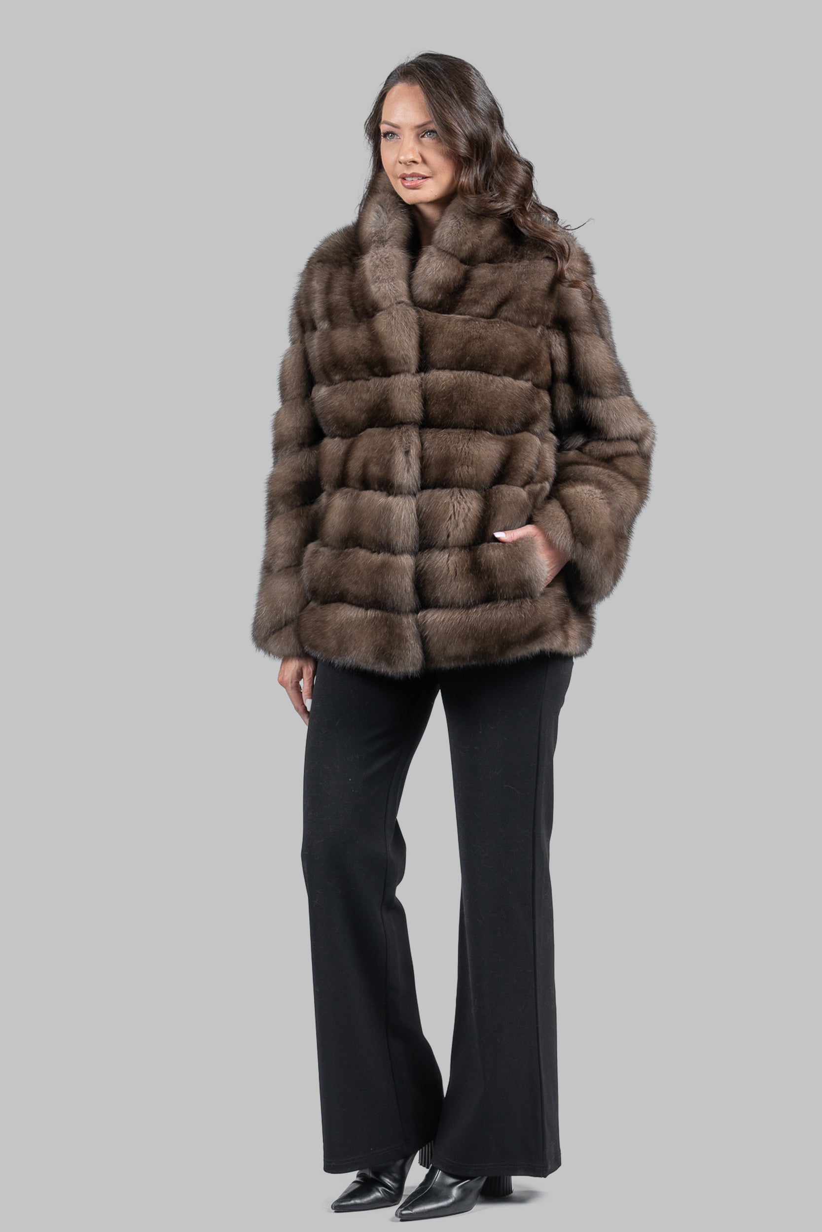 Platino Sable Jacket with Smoking Collar P/K13C528G8003