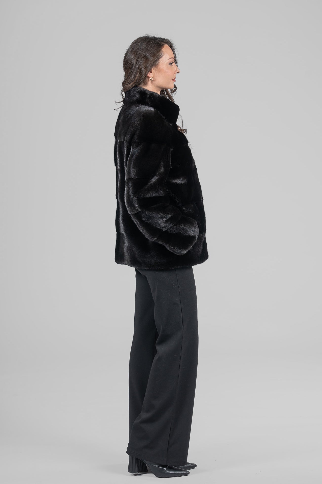 Blackglama Mink Jacket with Stand Collar P/K13C528