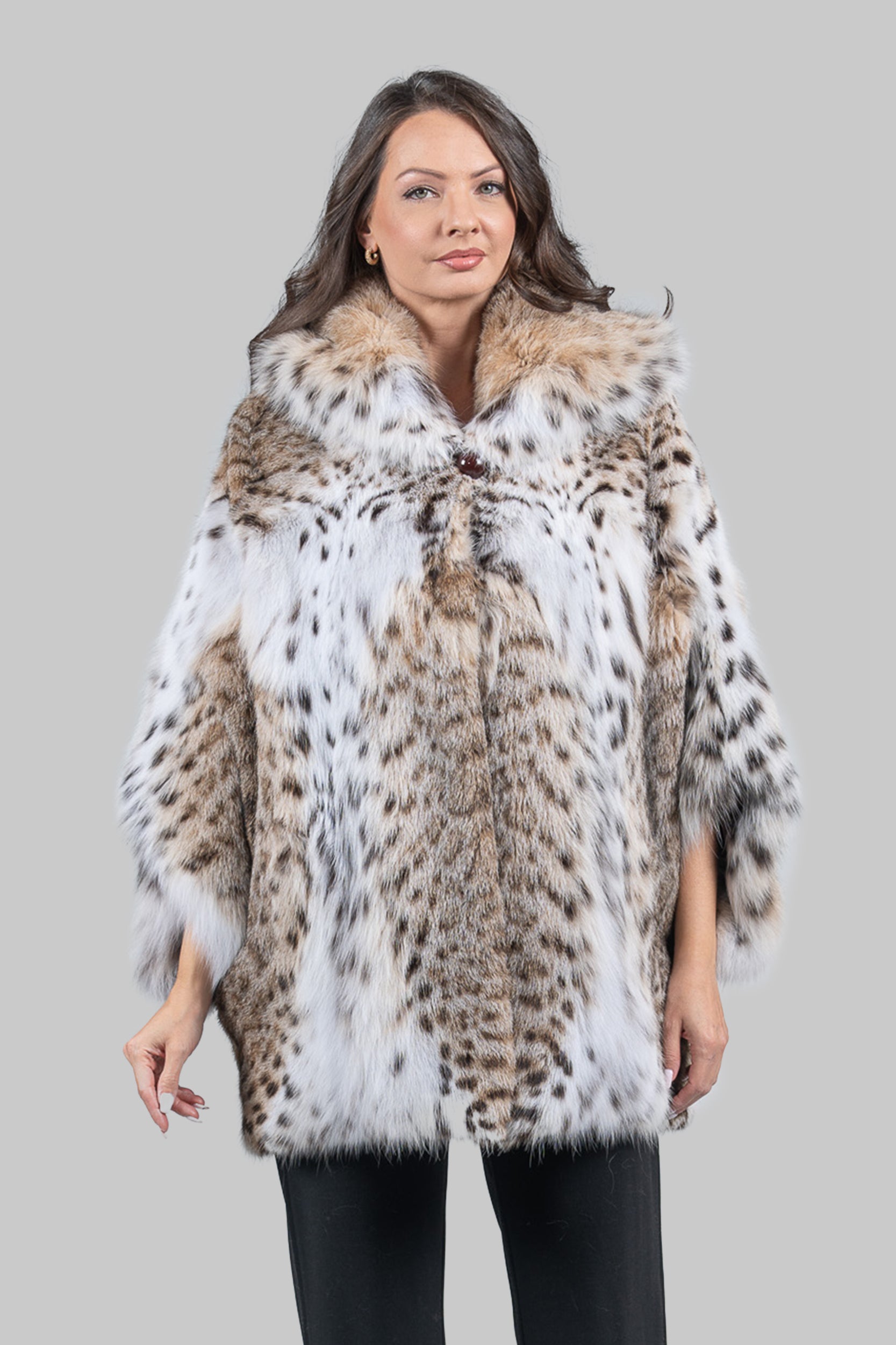 White Bobcat Hooded Cape 13C949H