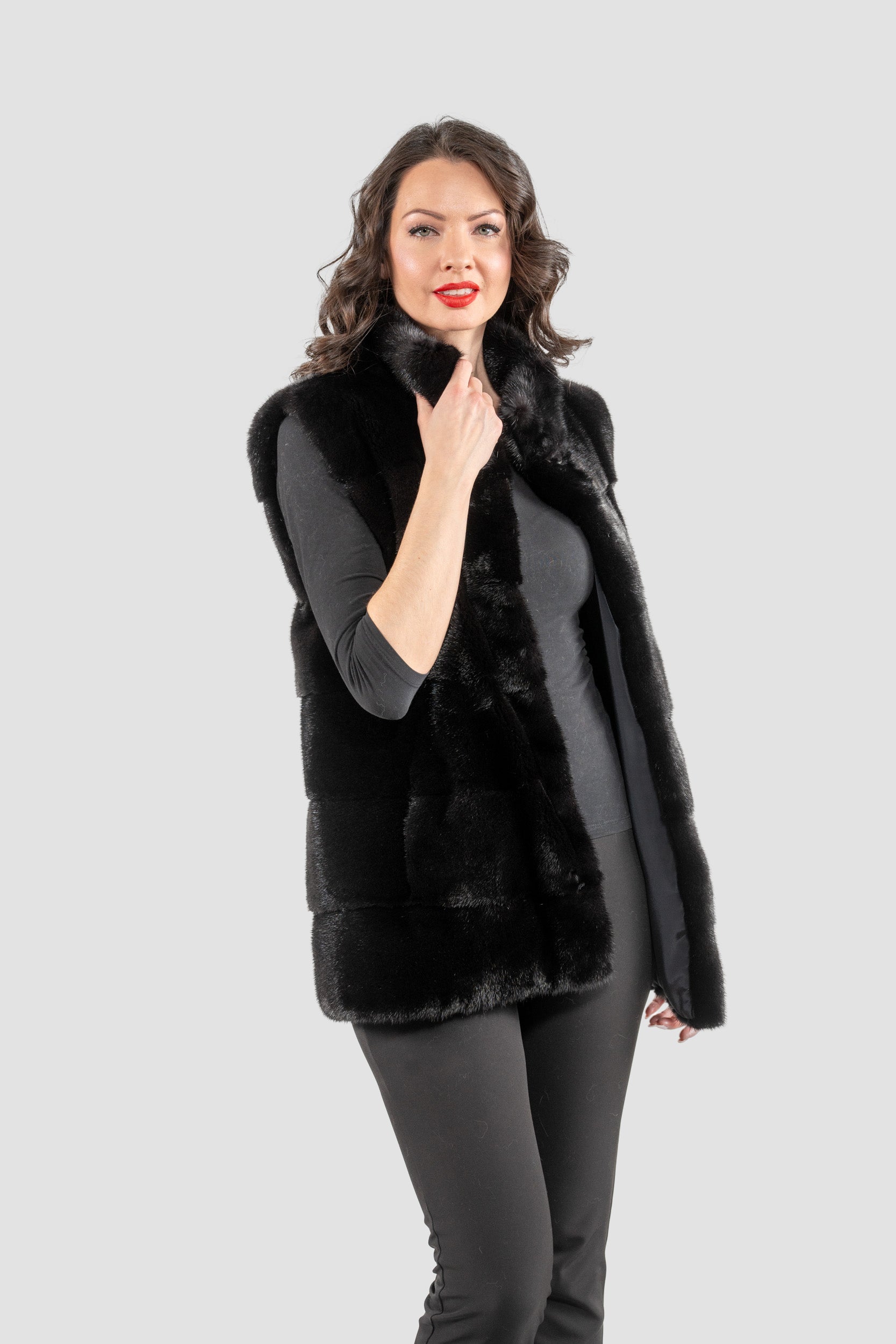 Blackglama Mink Vest with Stand Collar P/K13c519g530