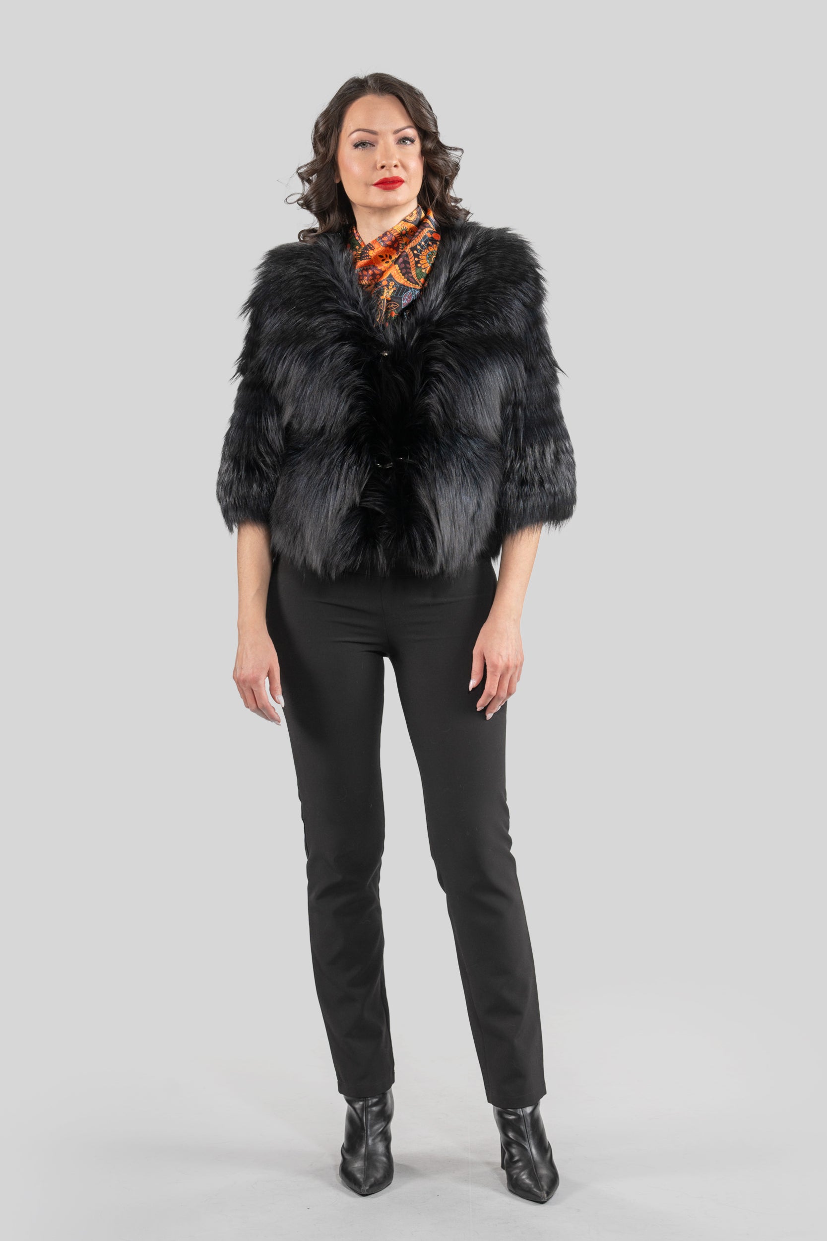 Blue-Black Fox Fur Jacket ML170