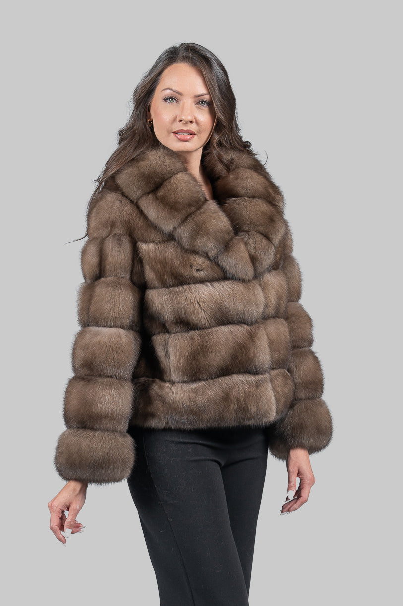 Graphite Russian Sable Jacket with Shawl Collar P/K13C528gC17