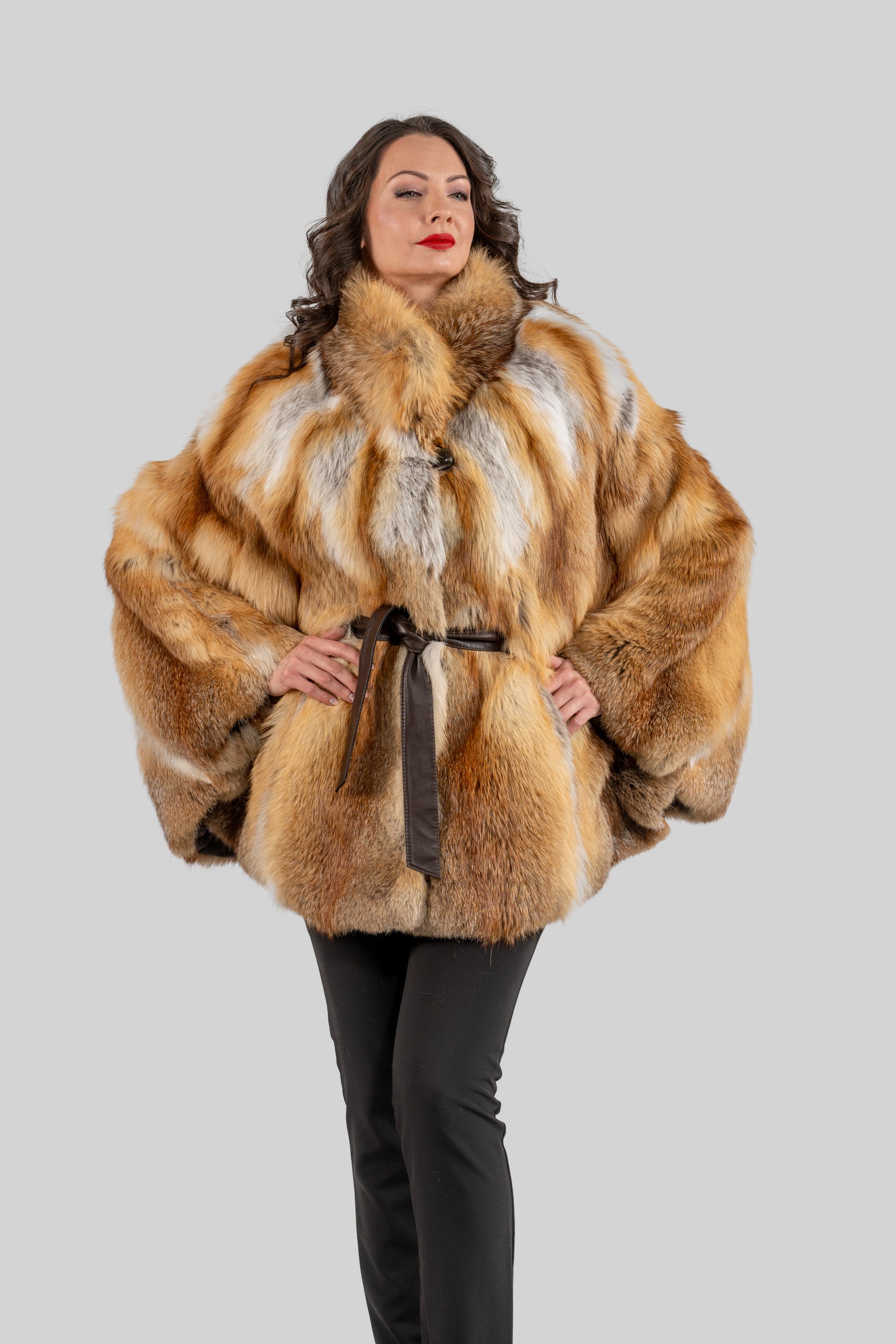 Natural Fox Half Coat with Stand Collar 13C719