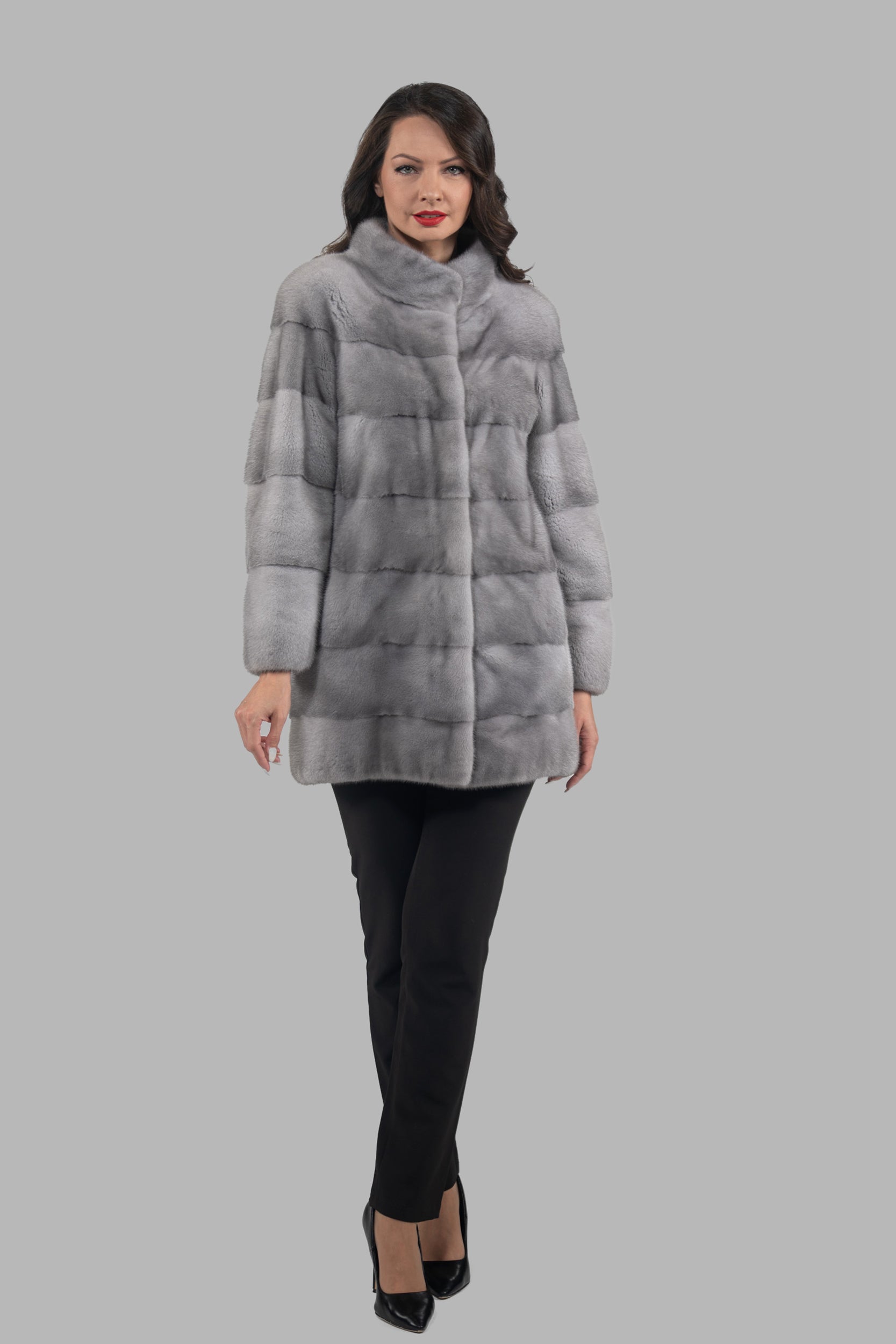 Sapphire Mink Half Coat with Stand Collar P/K13C530