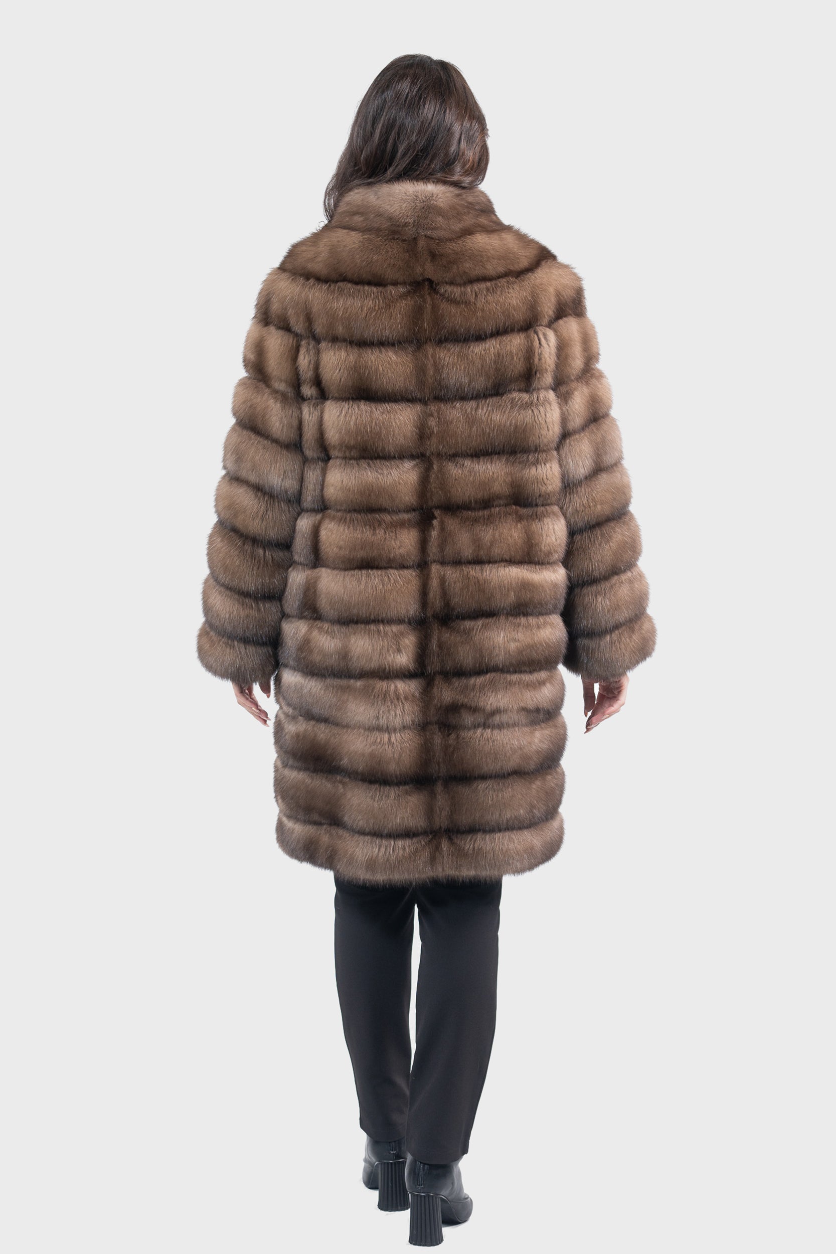 Reversible Titanium Russian Sable Coat with Stand Collar P/K13C530