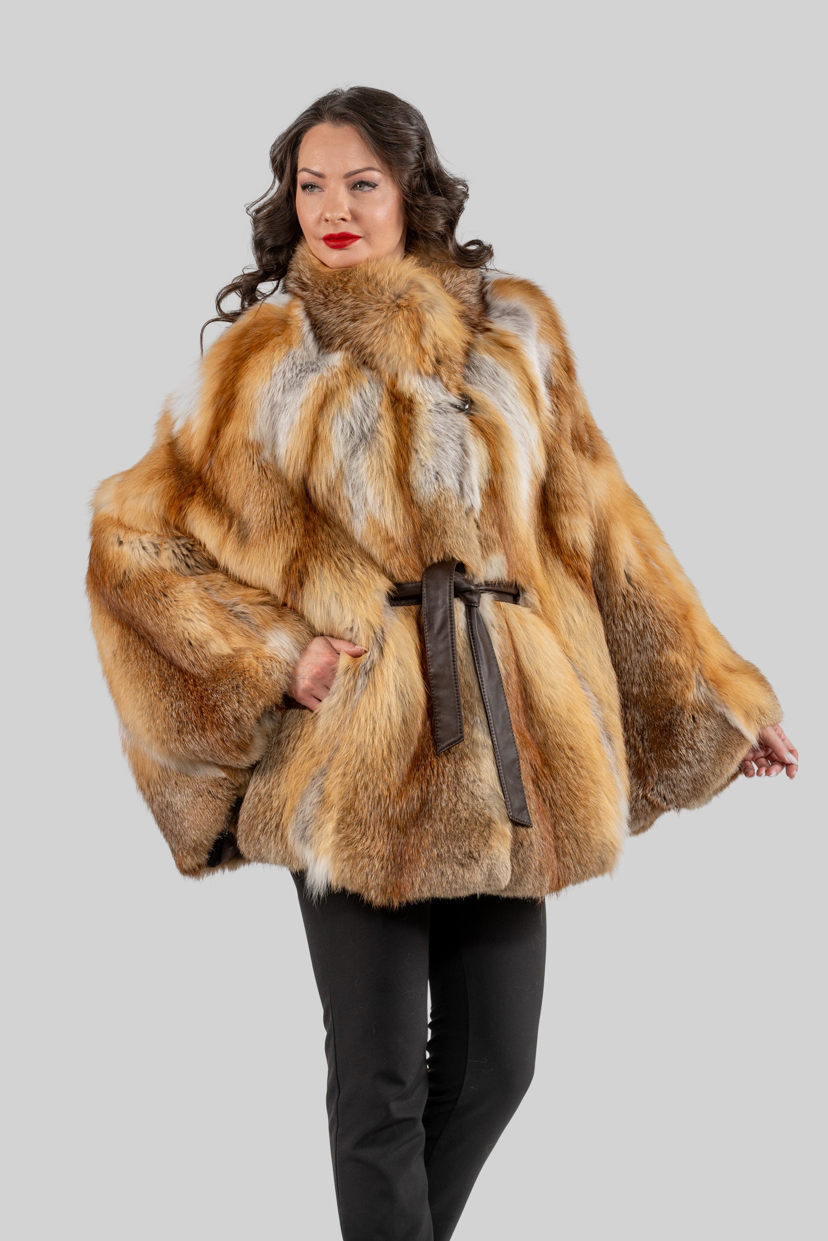 Natural Fox Half Coat with Stand Collar 13C719