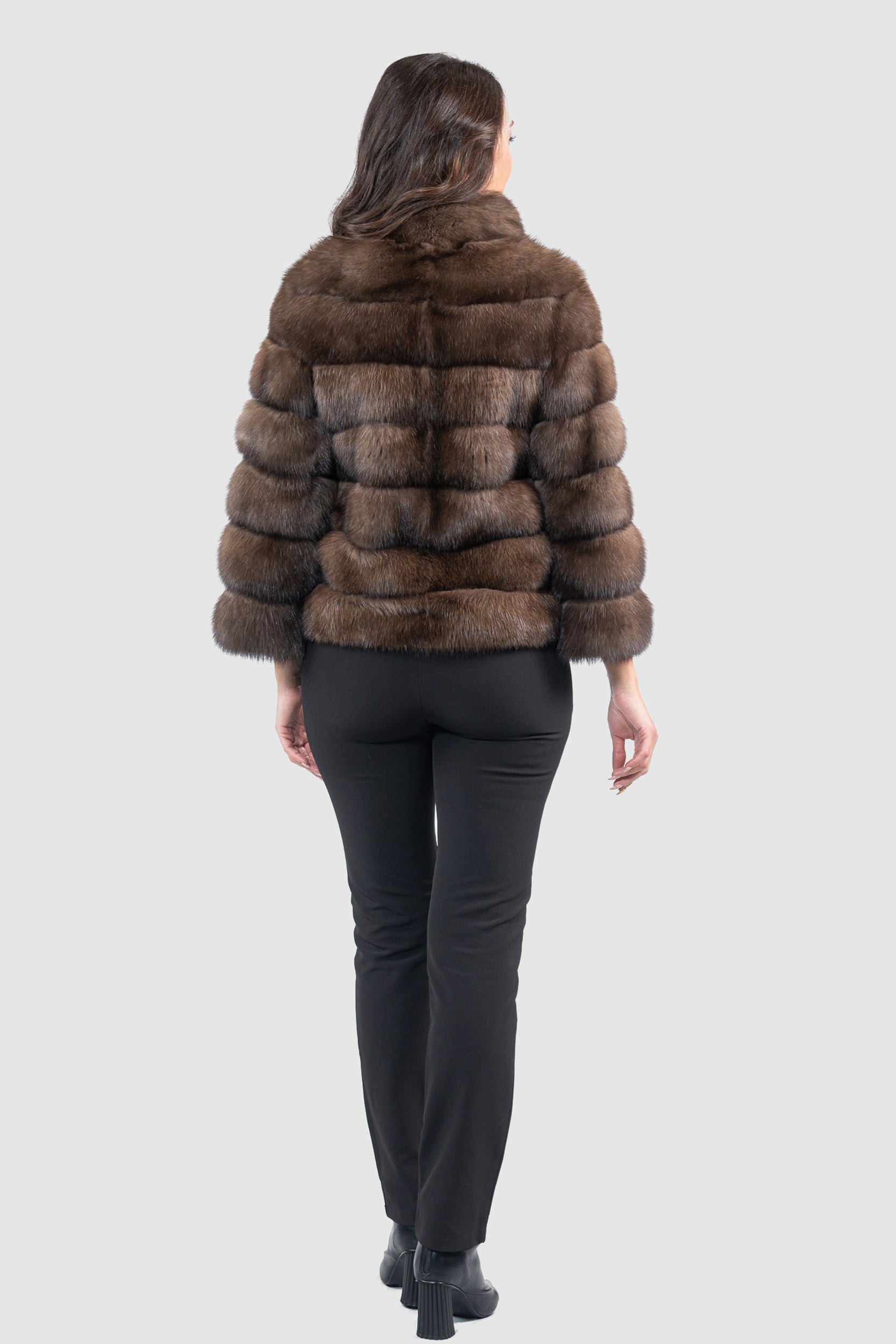Dark Russian Sable Jacket with Stand Collar P/K13C528SH