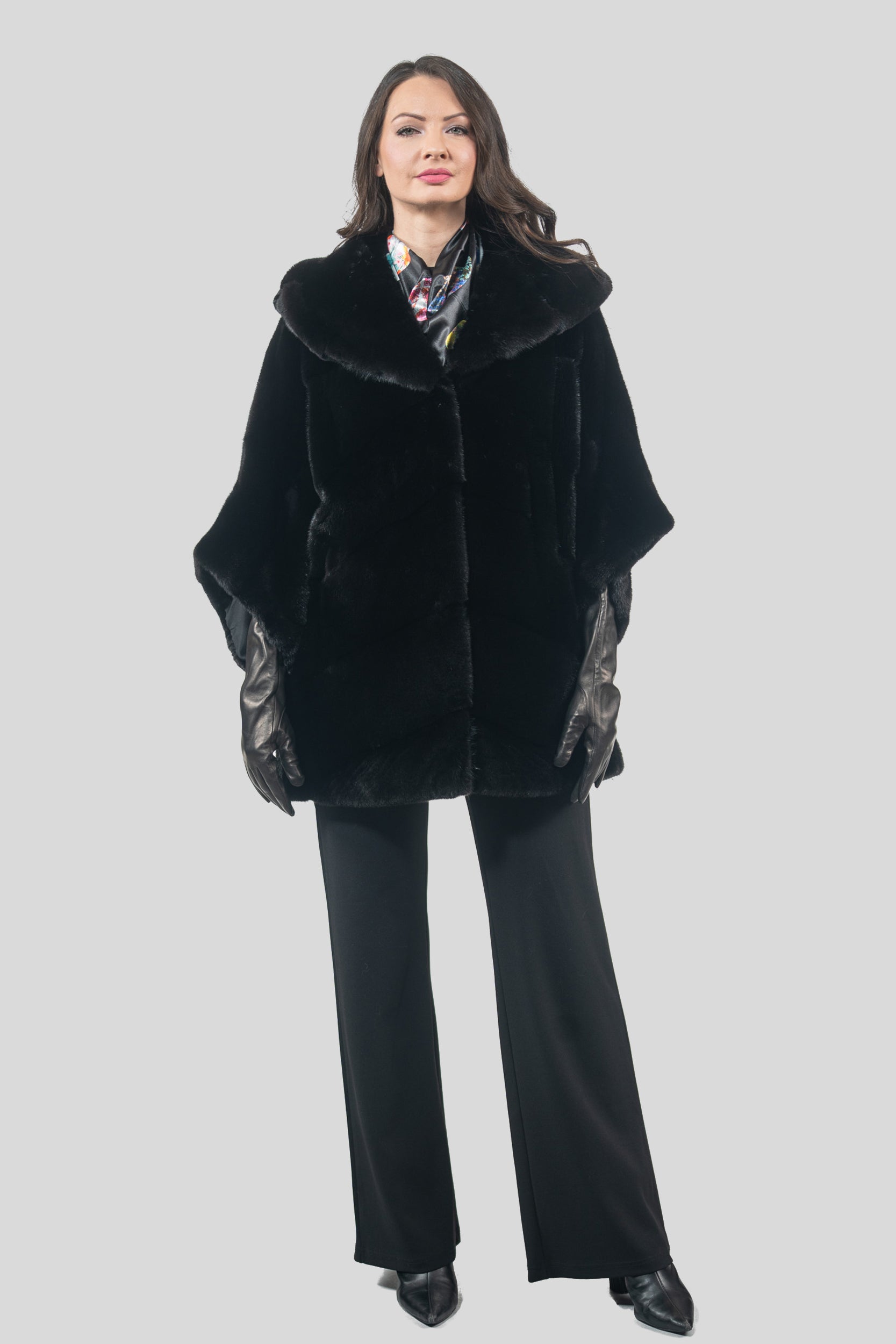 Blackglama Mink Hooded Cape Ρ/Κ13C949H