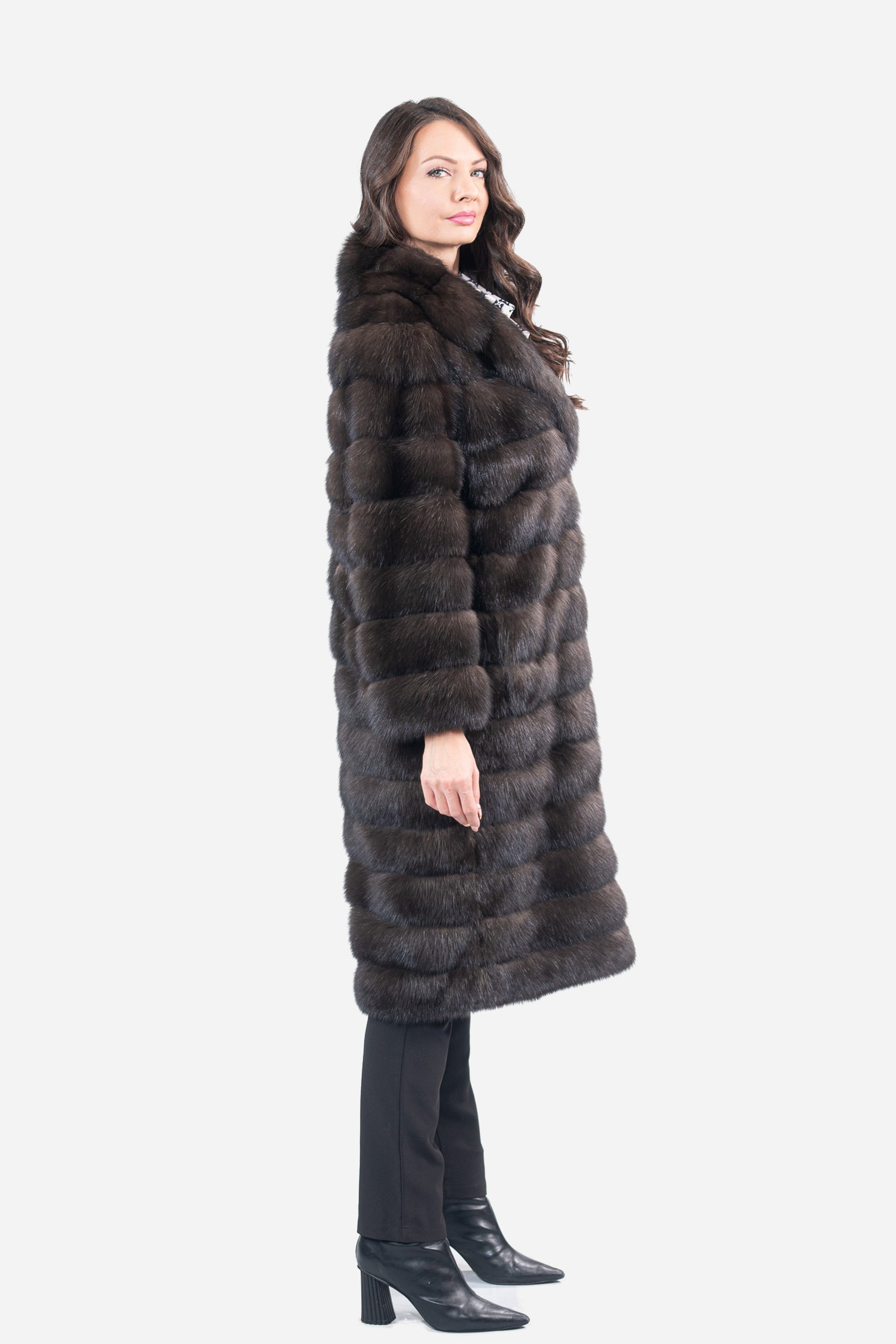 Dark Russian Sable Coat with Notch Collar P/K13c530s20