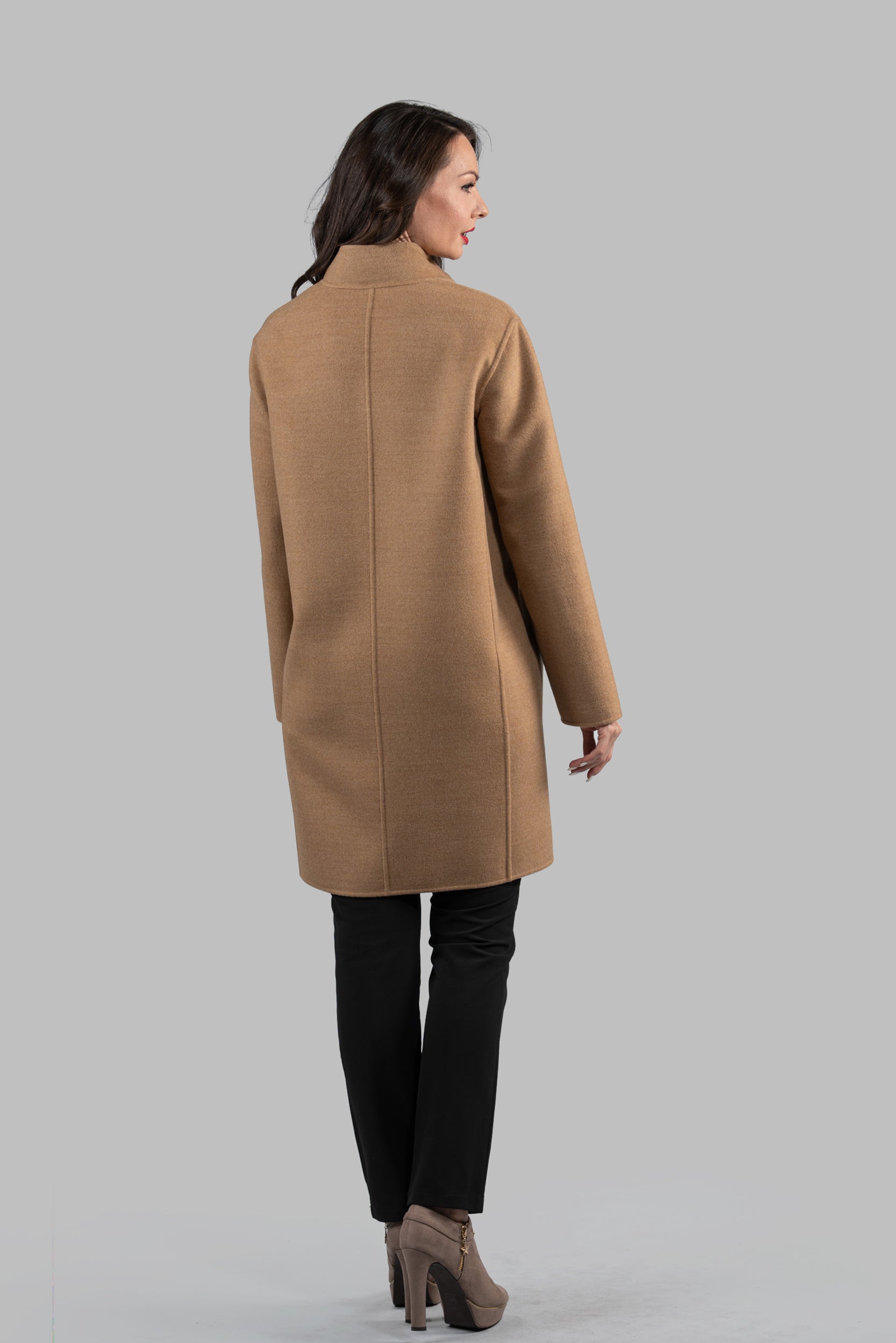 Beige Cashmere Half Coat 17C8003