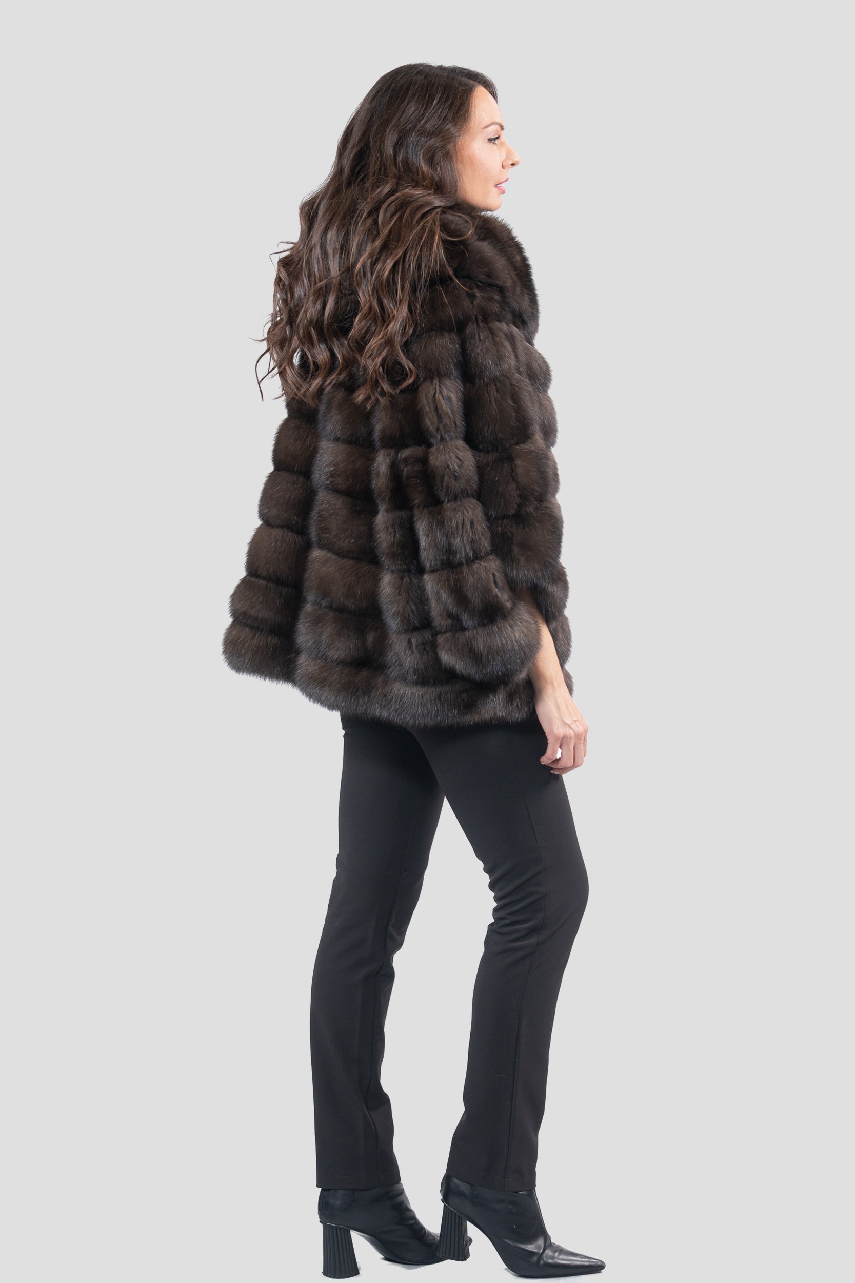 Dark Hooded Russian Sable Cape P/K13C949