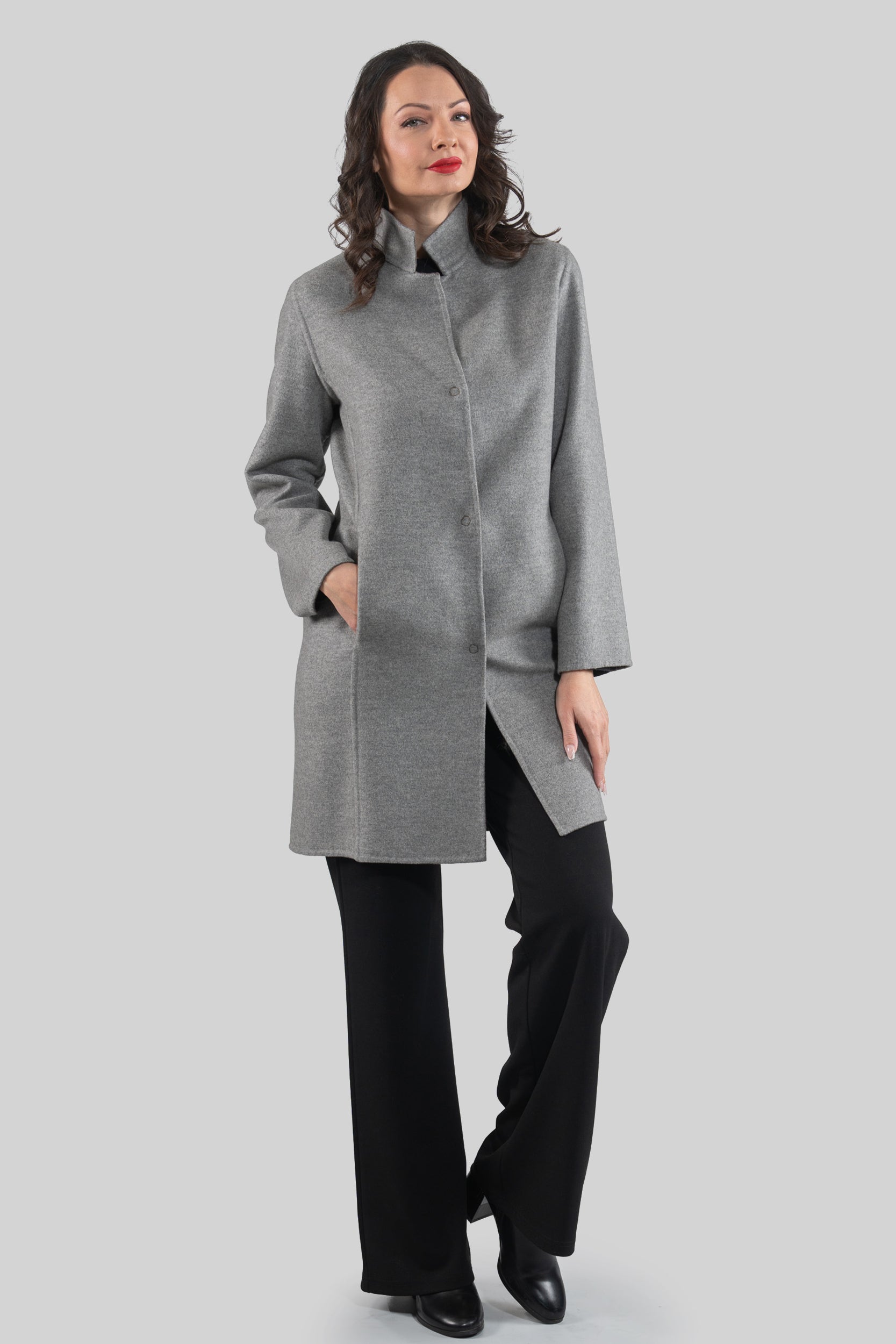 Grey Cashmere Half Coat 17C8003
