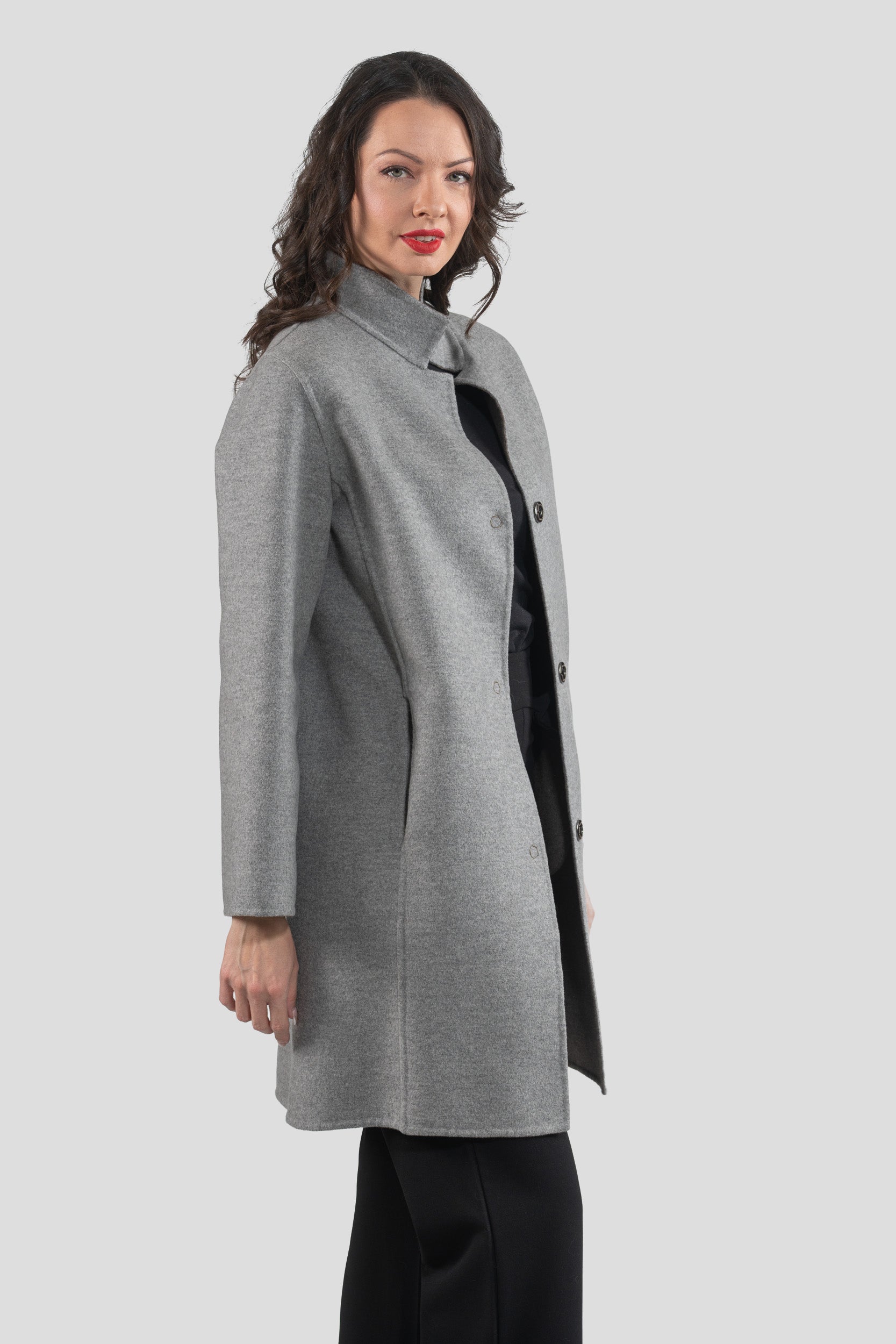 Grey Cashmere Half Coat 17C8003