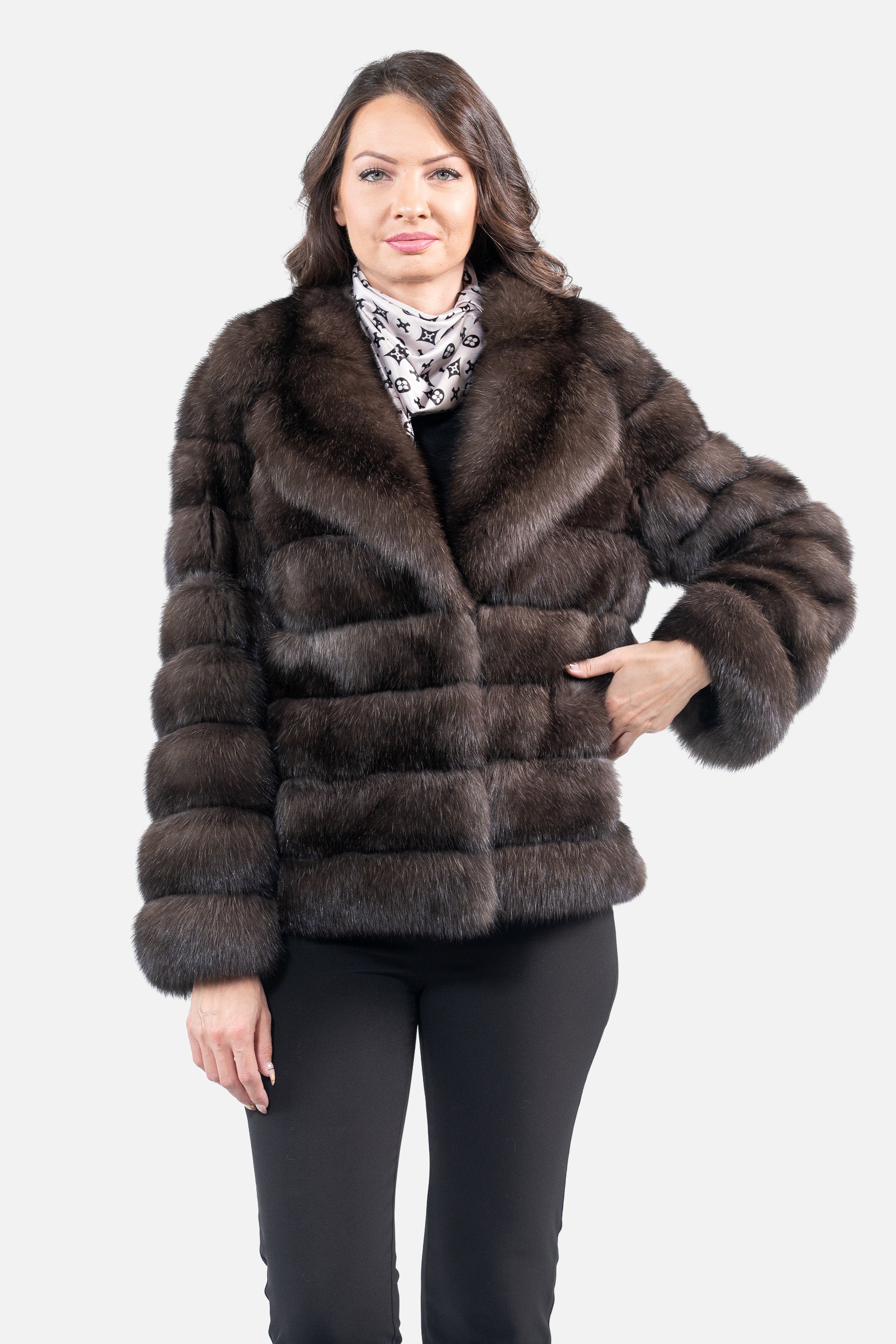 Dark Russian Sable Jacket with Notch Collar P/K13C528s20