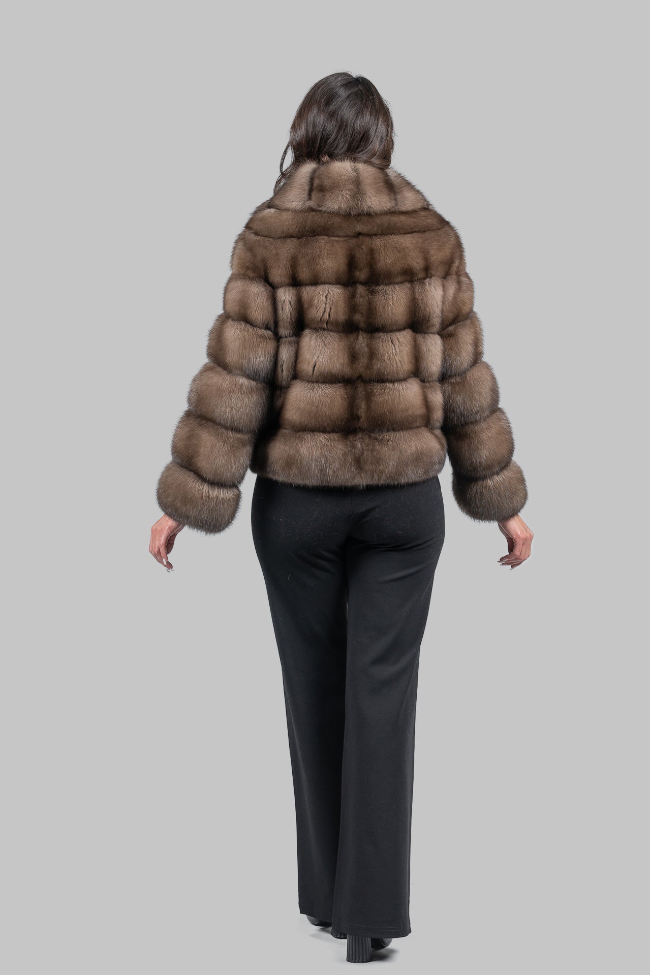 Graphite Russian Sable Jacket with Shawl Collar P/K13C528gC17