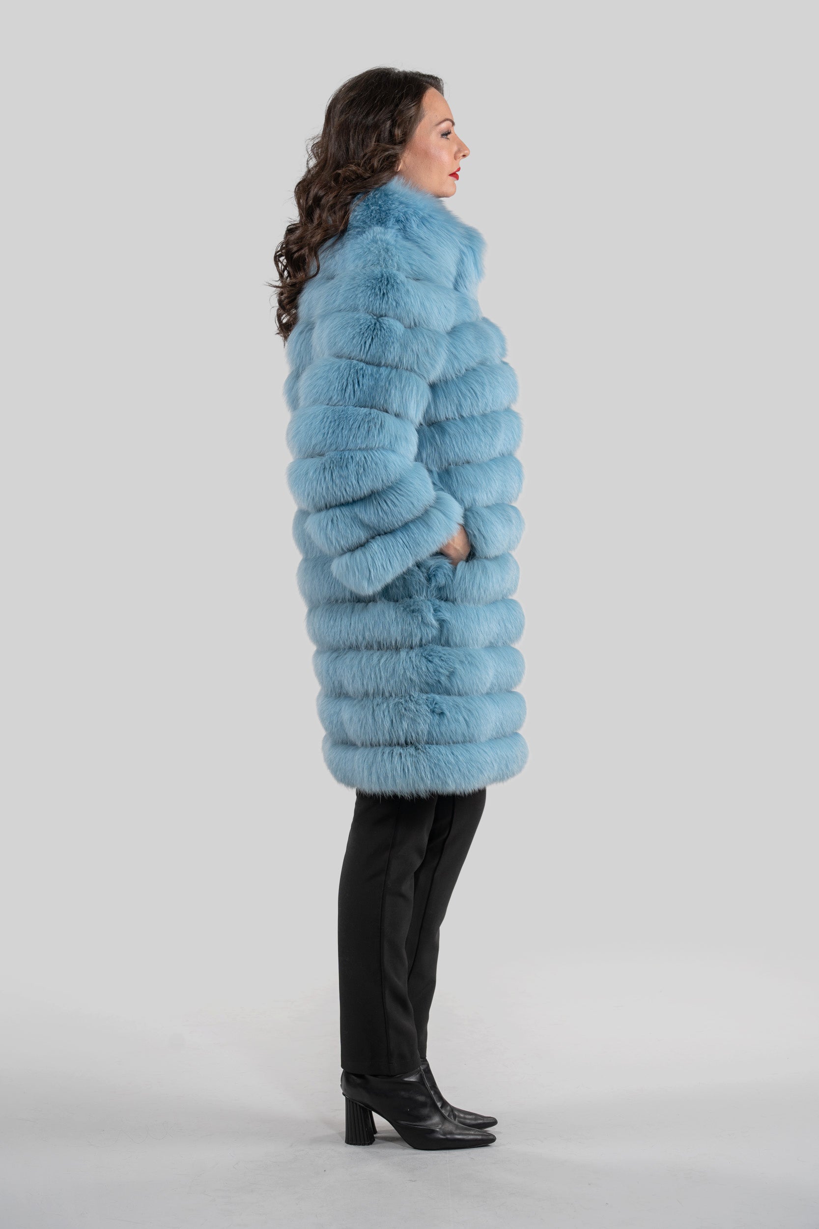 Blue Sky Full-Length Fox Fur Coat P/K13C530