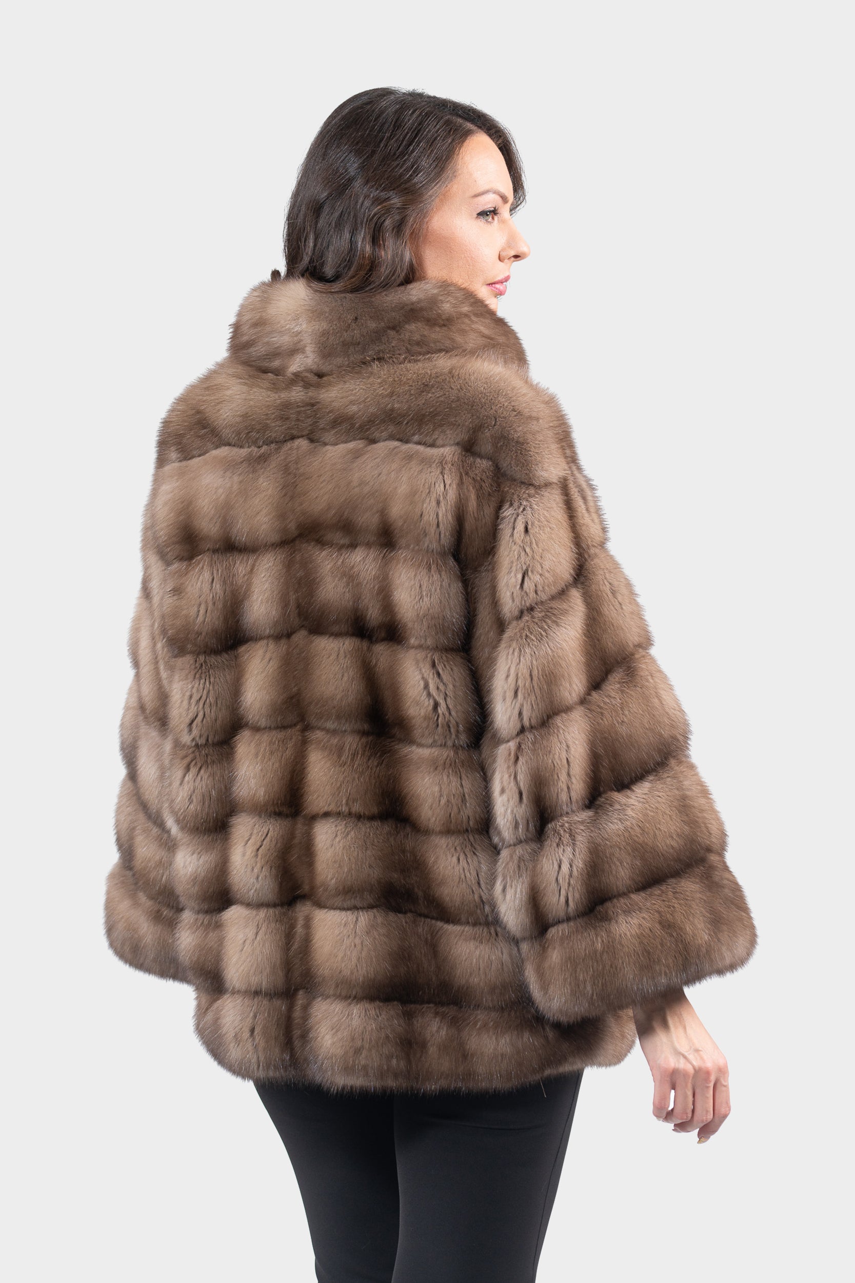 Graphite Russian Sable Jacket with Zipper P/K13C137