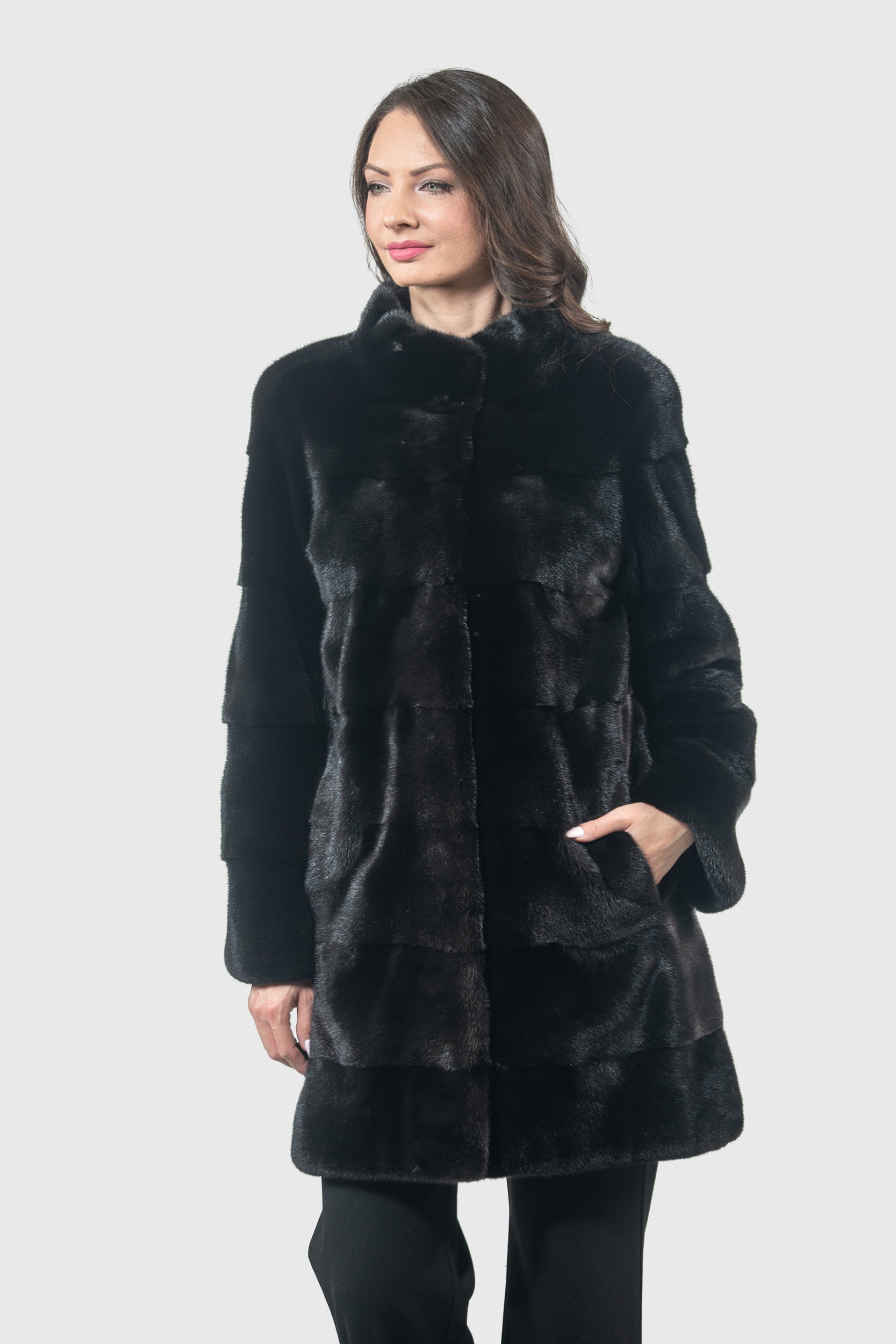Blackglama Mink Half Coat With Stand Collar PK13C530