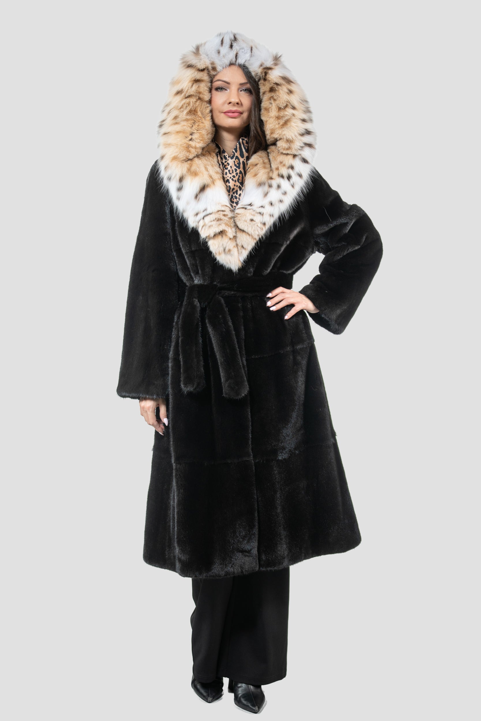 Blackglama Mink Coat with Bobcat Hood S/S13C978