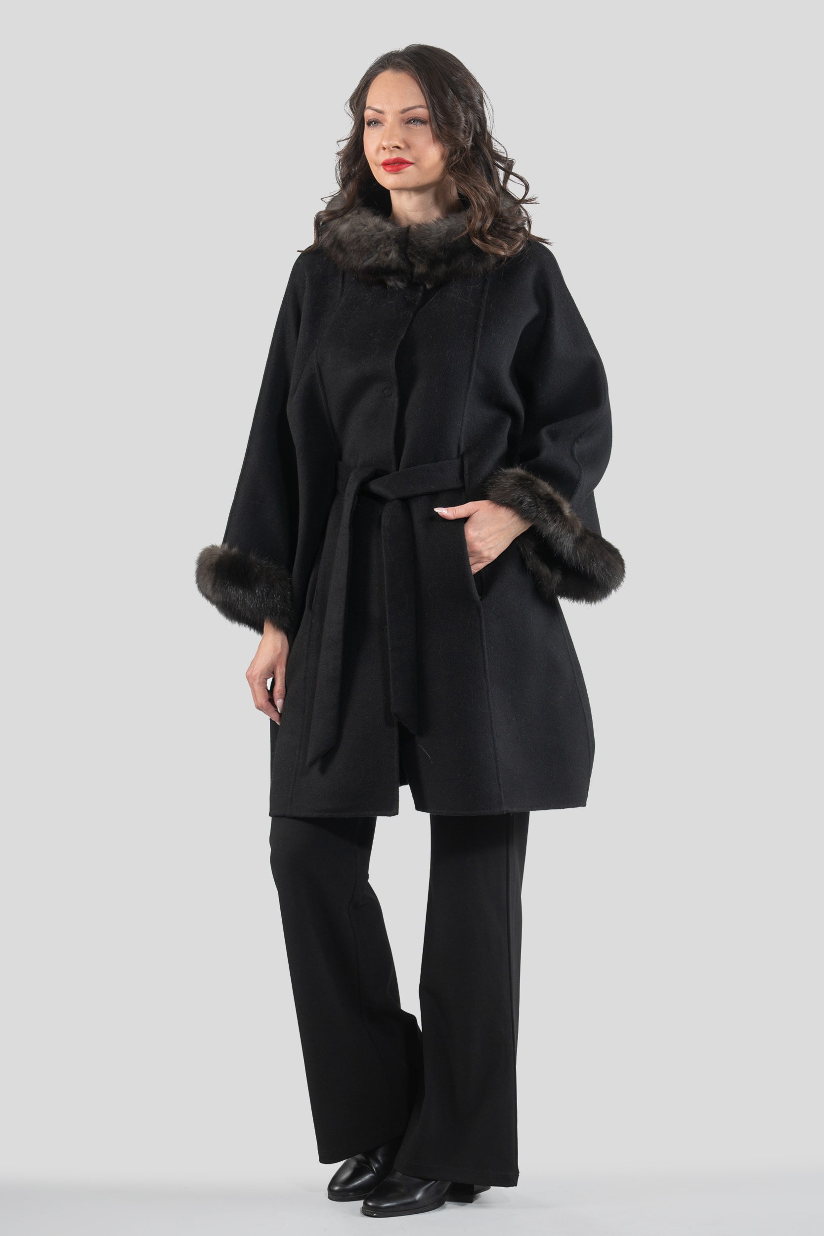 Black Cashmere Cape with Russian Sable Trim 2005