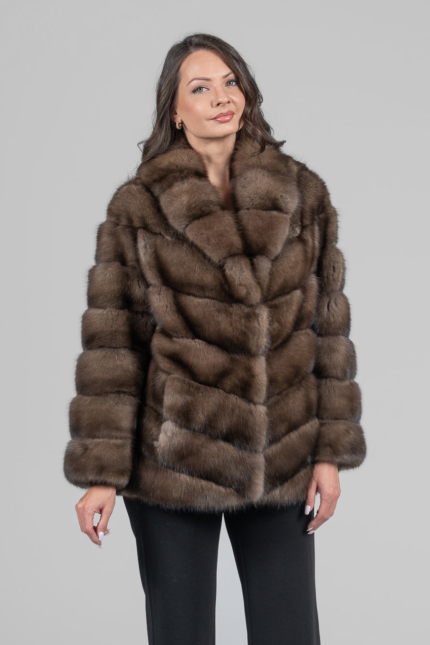 Platino Russian Sable Half Coat with Shawl Collar A/K13C530gC17