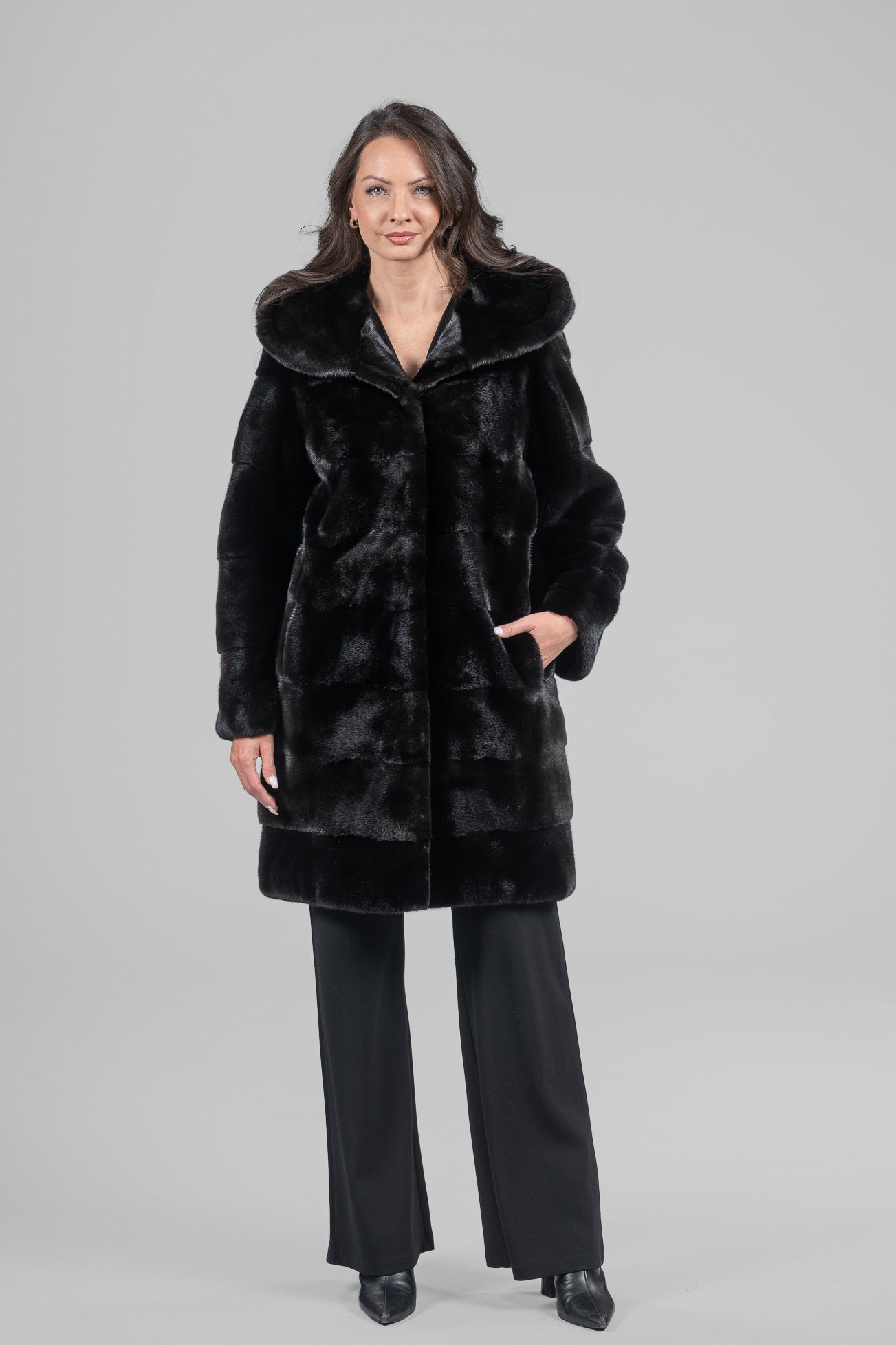 Blackglama Mink Hooded Half Coat P/K13C540