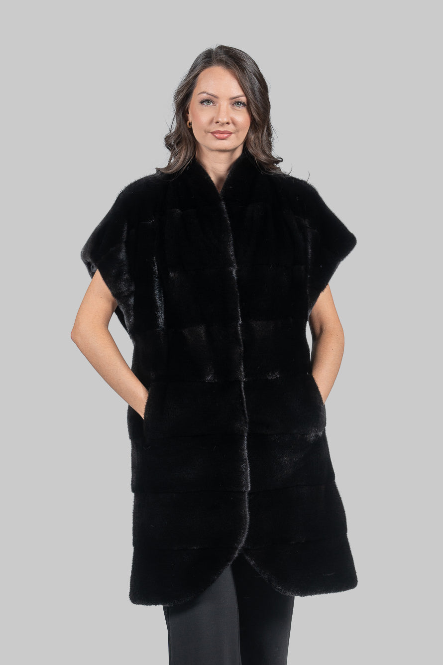 Collarless Blackglama Mink Vest P/K22C290