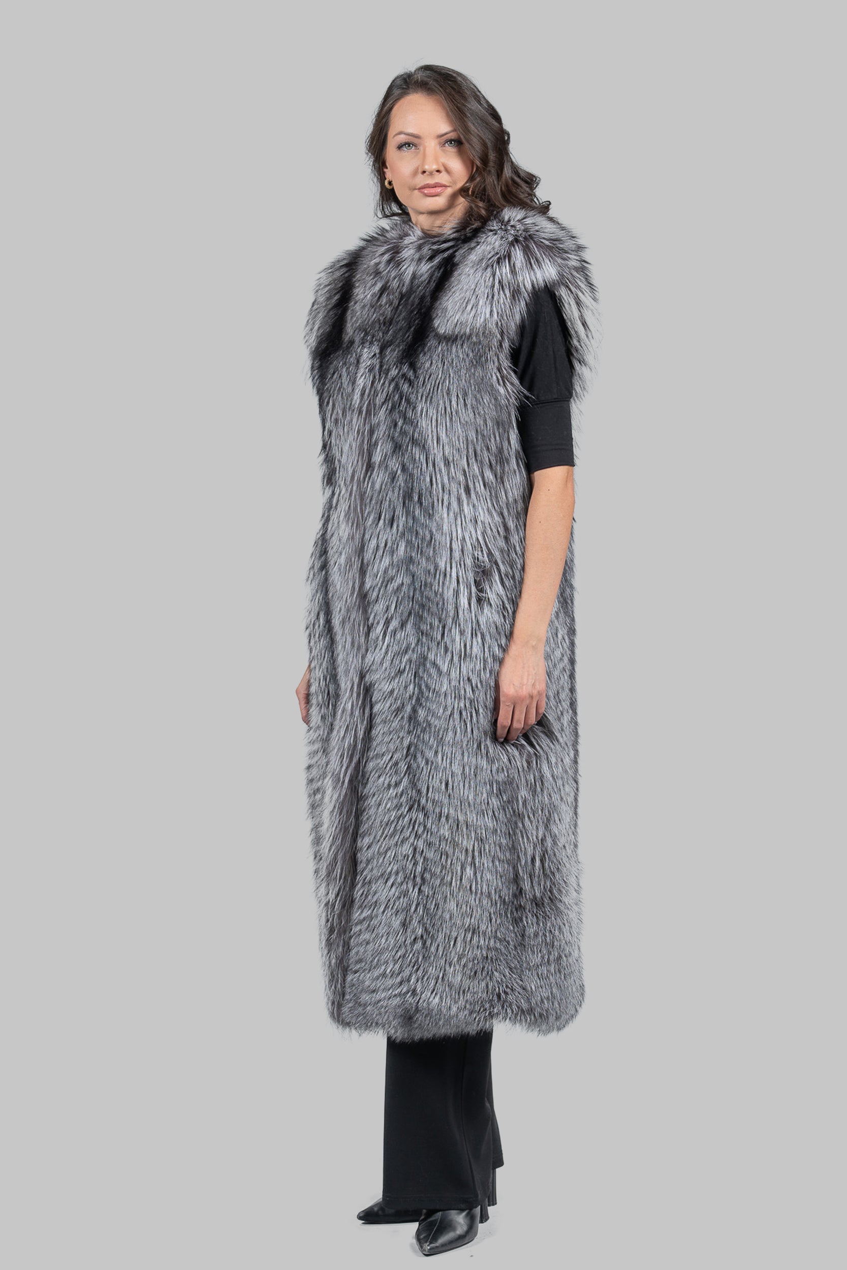 Arizante Full-Length Fox Fur Vest L/O13C519
