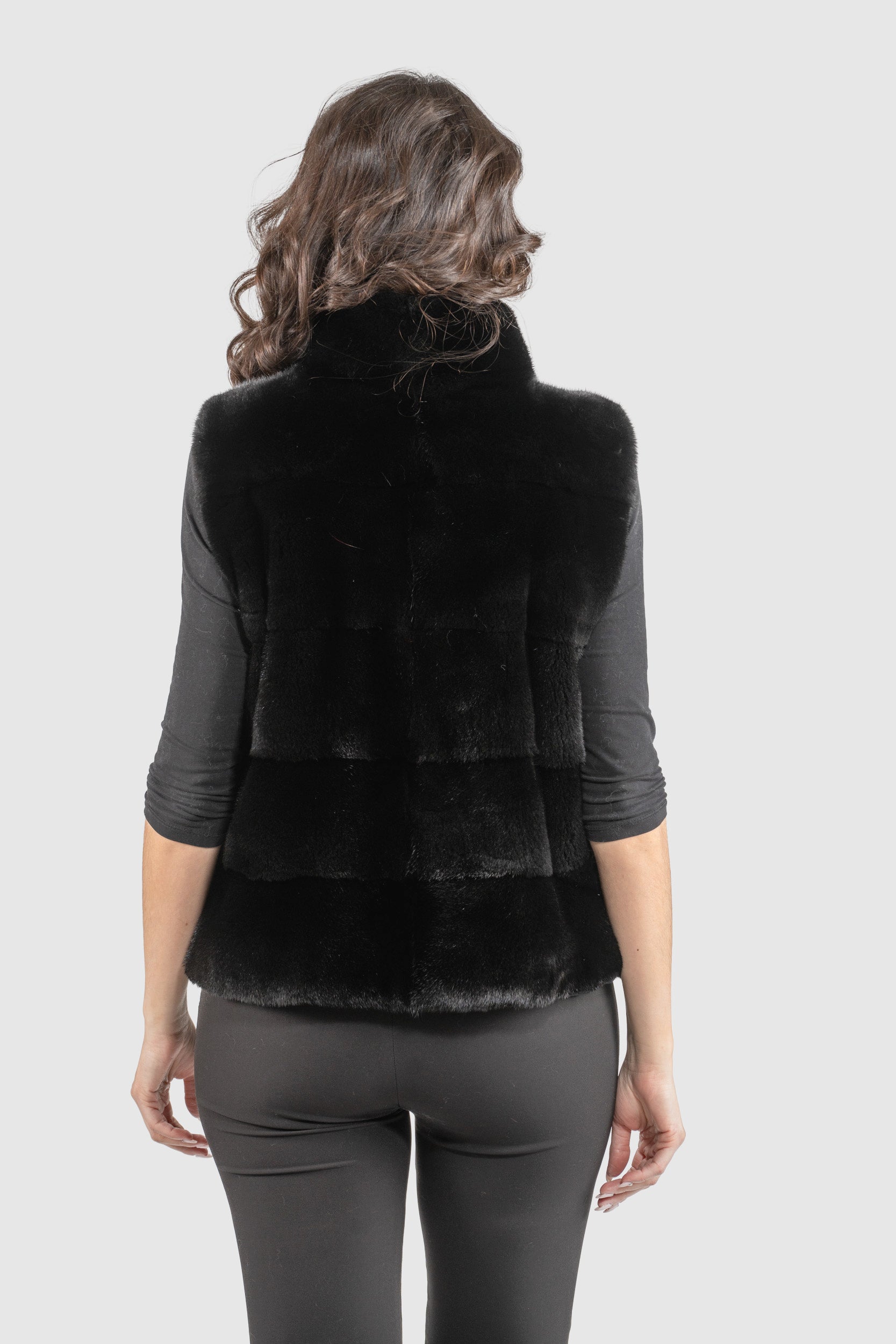 Blackglama Mink Short Vest with Stand Collar P/K13c519g530