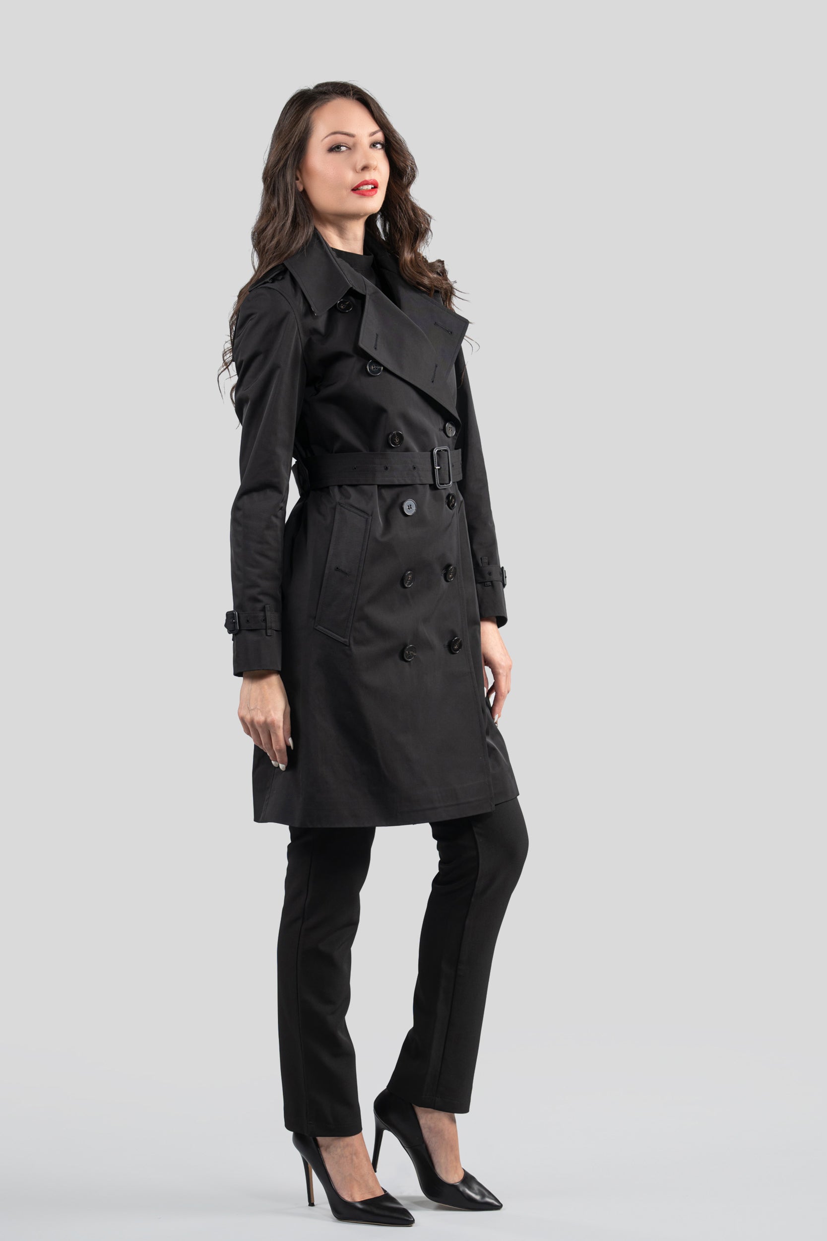 Black Trench Coat 23C093
