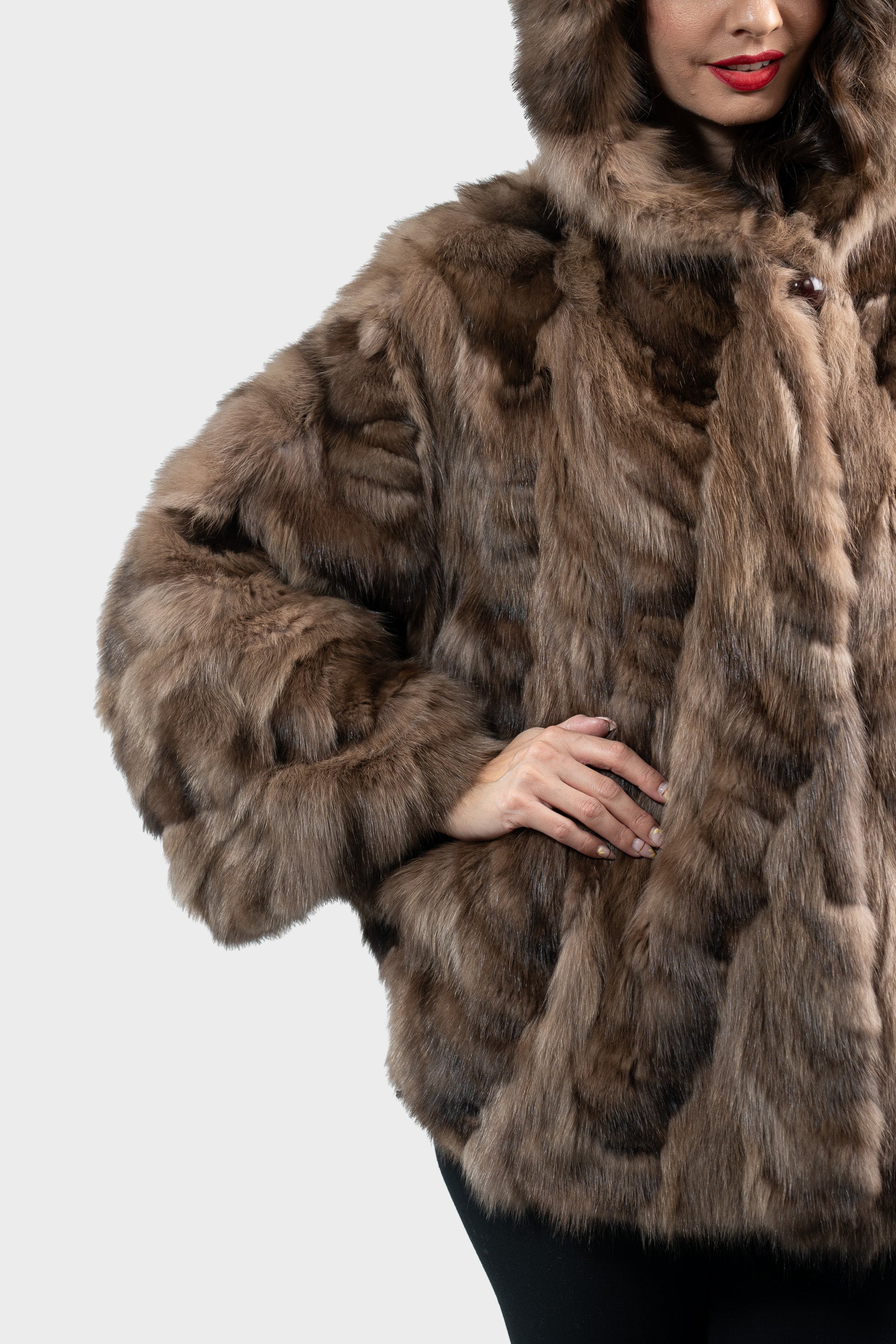 Russian Sable Pieced Hooded Jacket A/KR5-RS