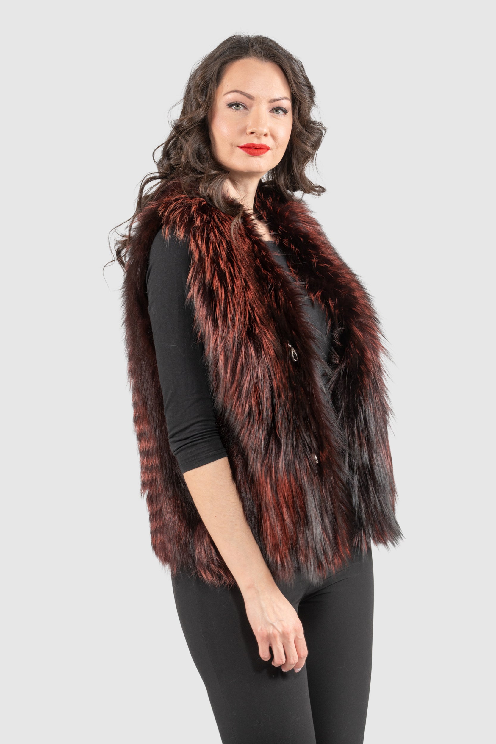 Bordeaux Fox Fur Vest ML170