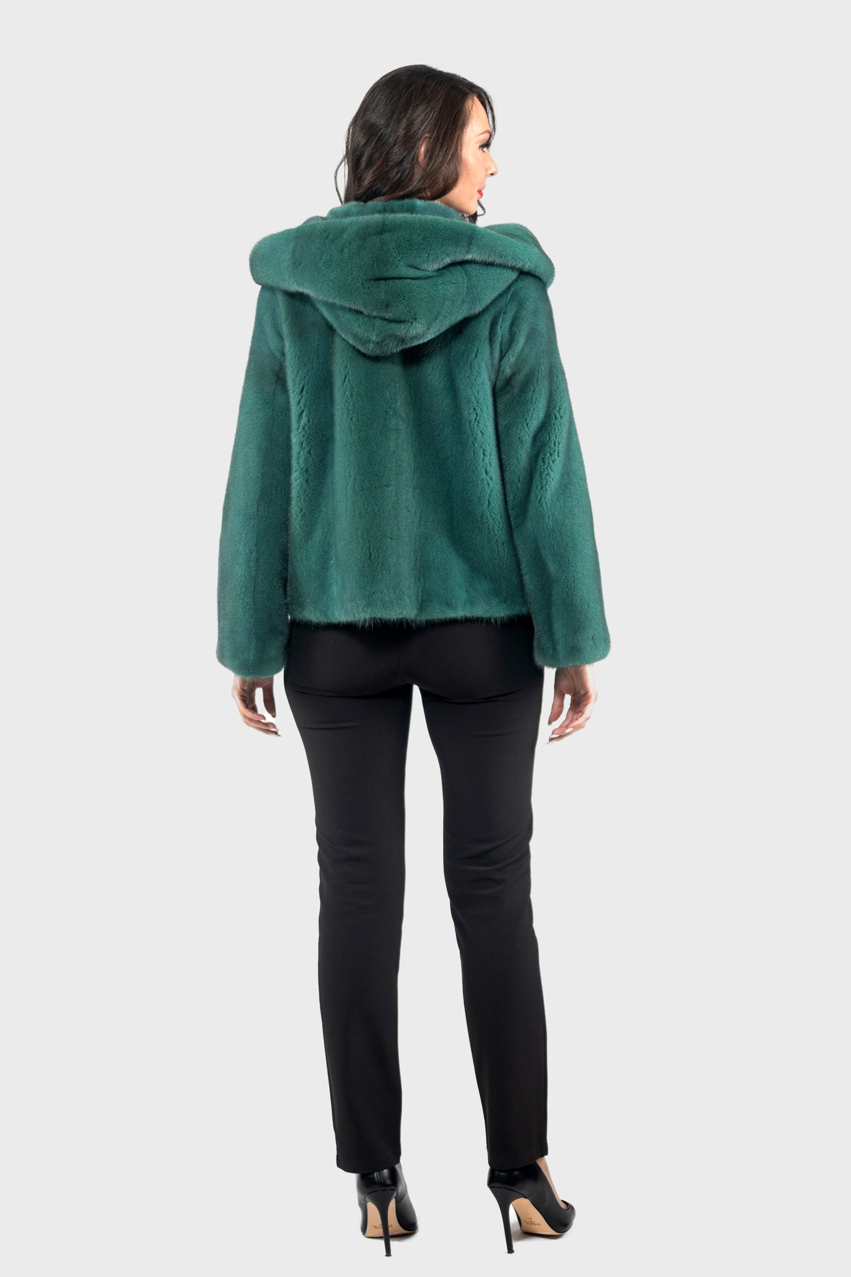 Green Mink Jacket with Attached Hood L/O13C543H