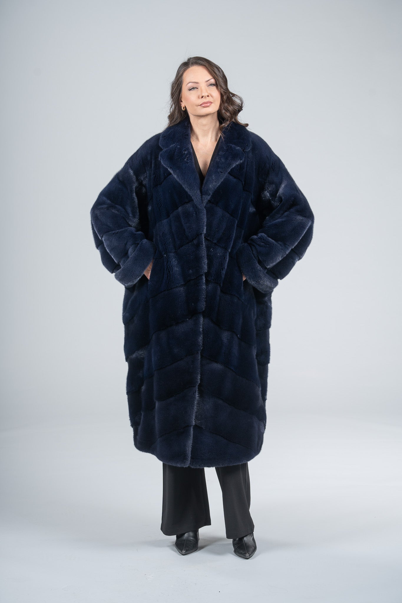 Purple Mink Coat with Notch Collar A/K13C848G034
