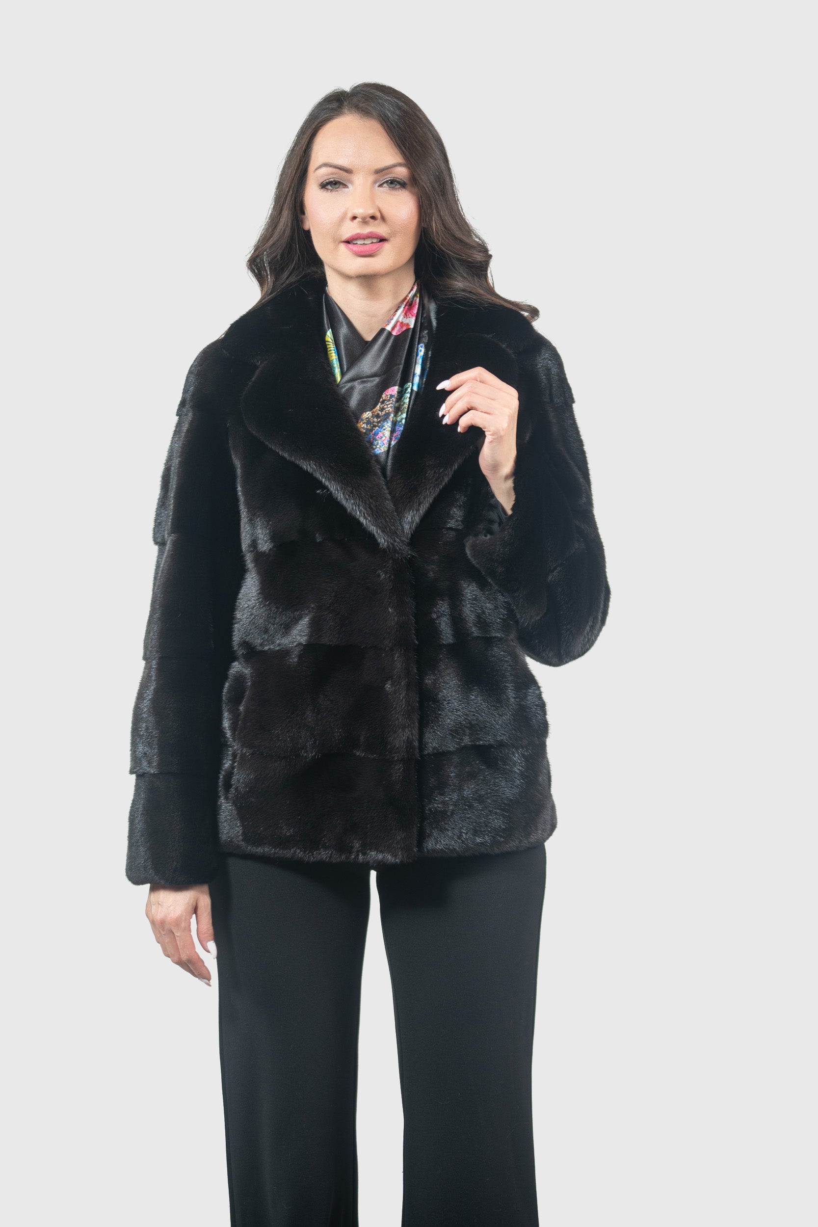 Blackglama Mink Jacket With Notch Collar P/K13C528S20