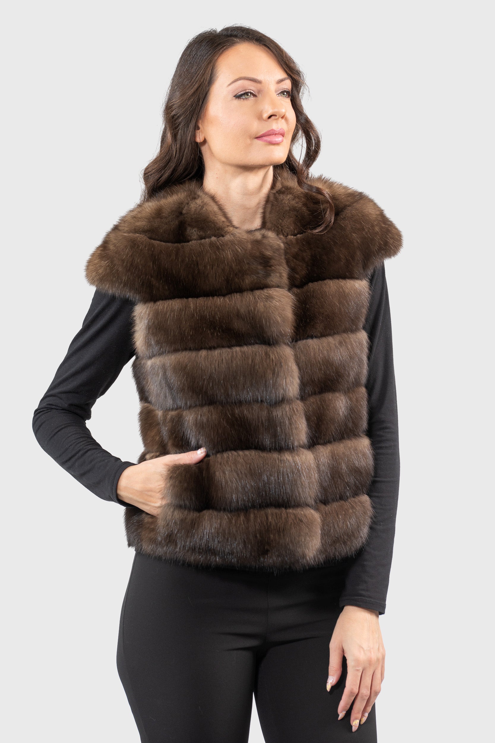 Dark Russian Sable Short Vest P/K13C529