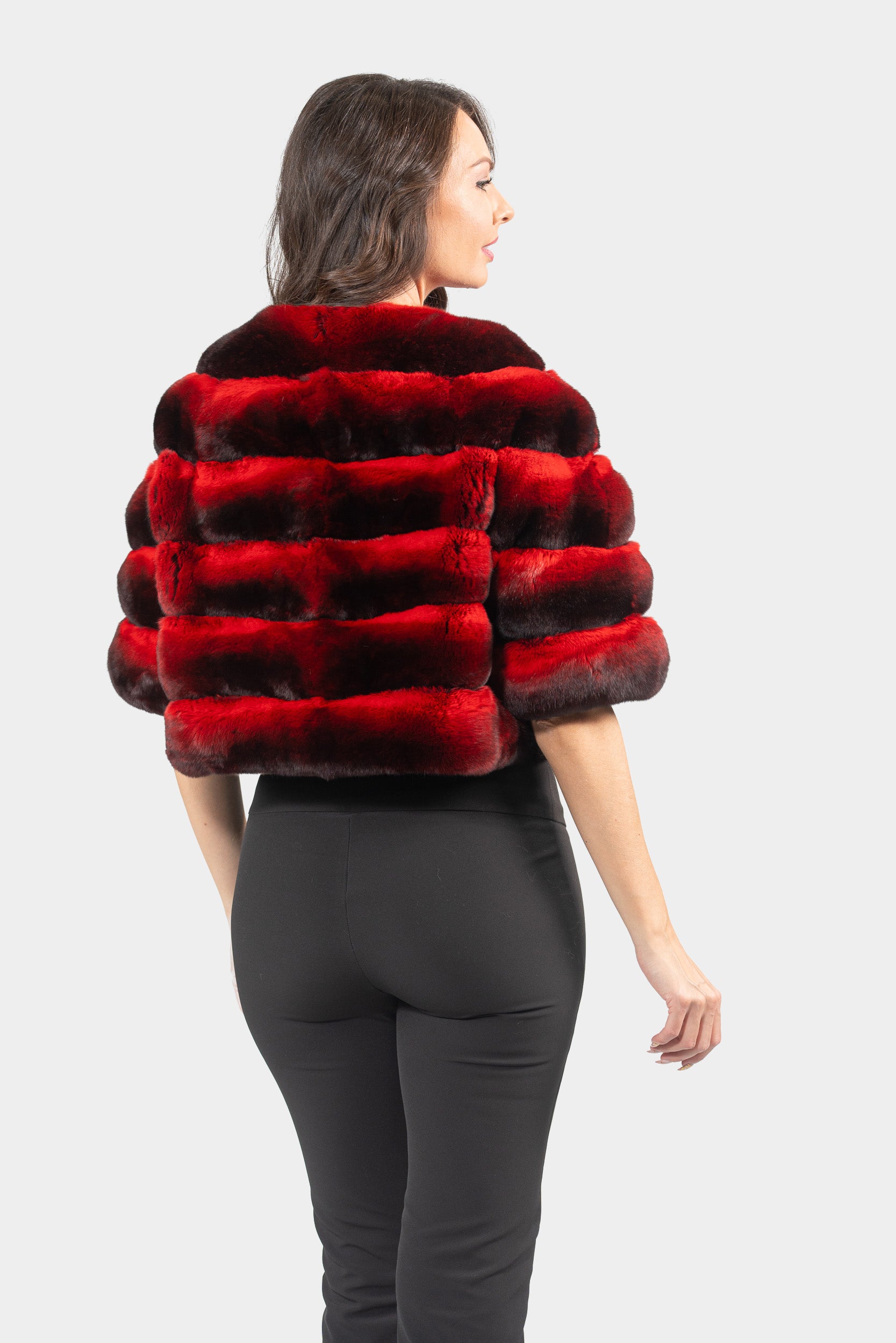 Red Chinchilla Short Jacket P/K16CM643